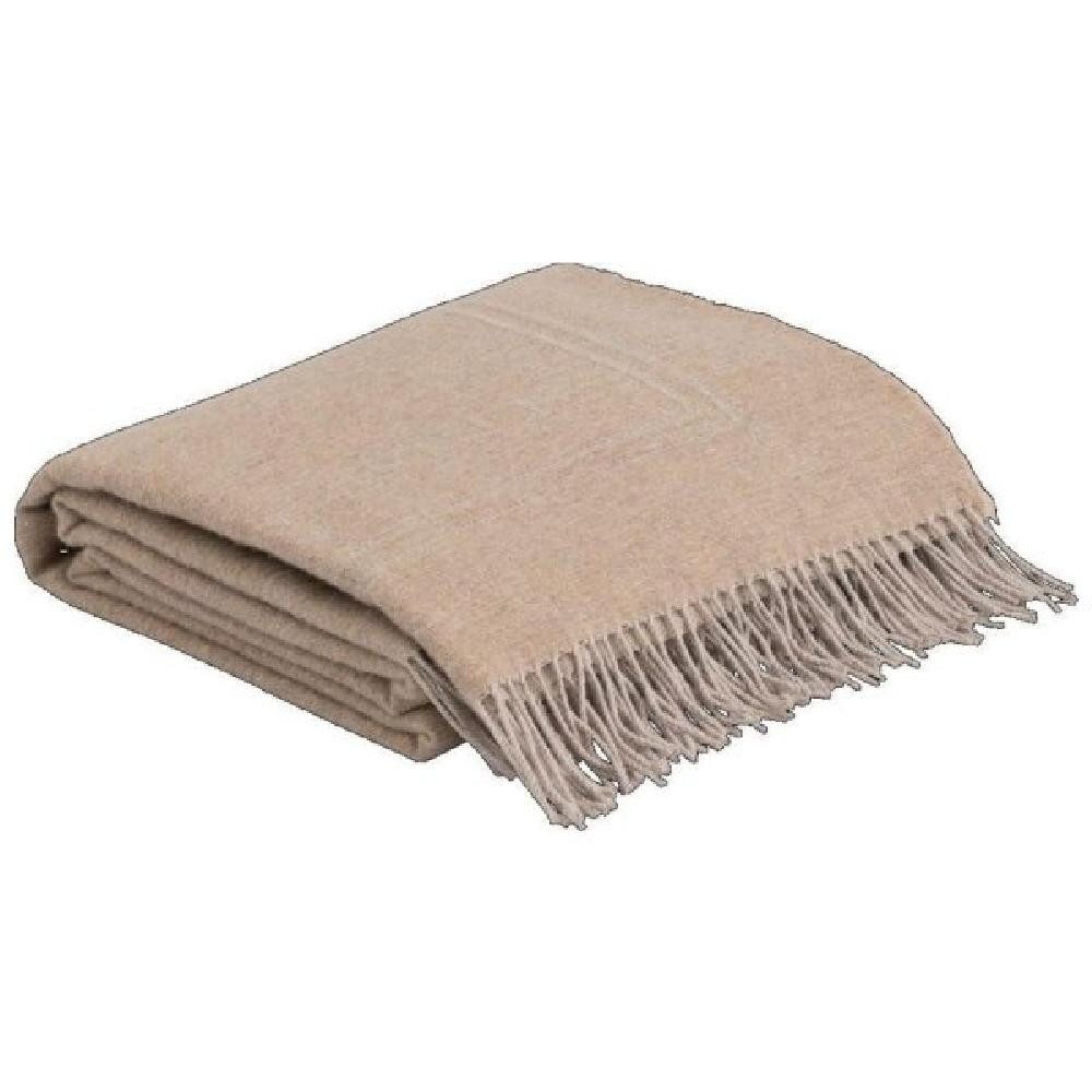 Wohndecke Gant Home Wolldecke Gant Logo Throw Light Taupe (130x180cm), Gant