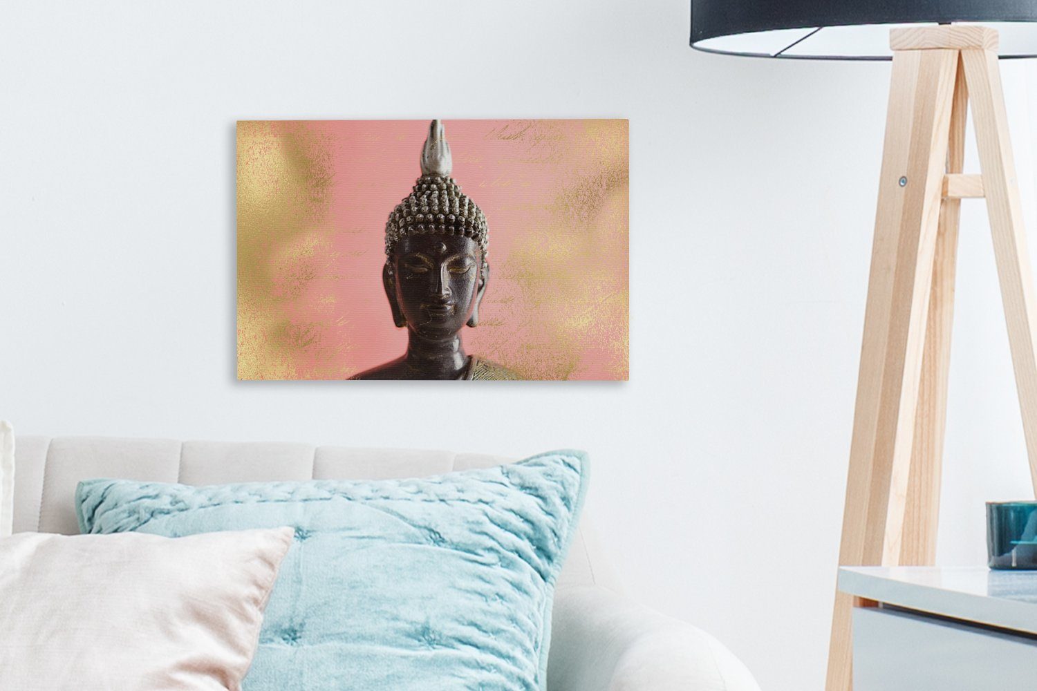 cm Rosa, Aufhängefertig, 30x20 Buddha Leinwandbilder, OneMillionCanvasses® - - Wandbild Leinwandbild St), Wanddeko, (1 Gelb