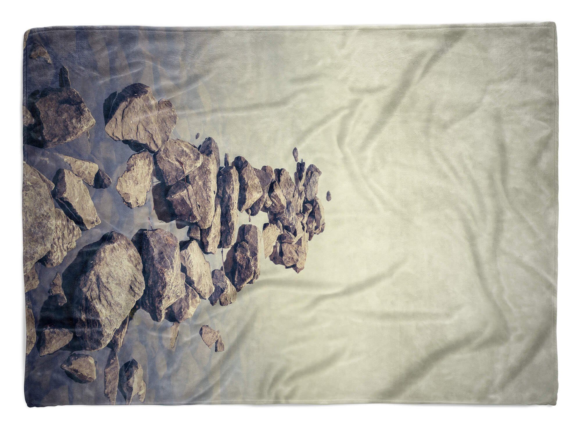 Sinus Art Handtücher Handtuch Strandhandtuch Saunatuch Kuscheldecke mit Fotomotiv Meer Steinsteg Ste, Baumwolle-Polyester-Mix (1-St), Handtuch | Saunahandtücher