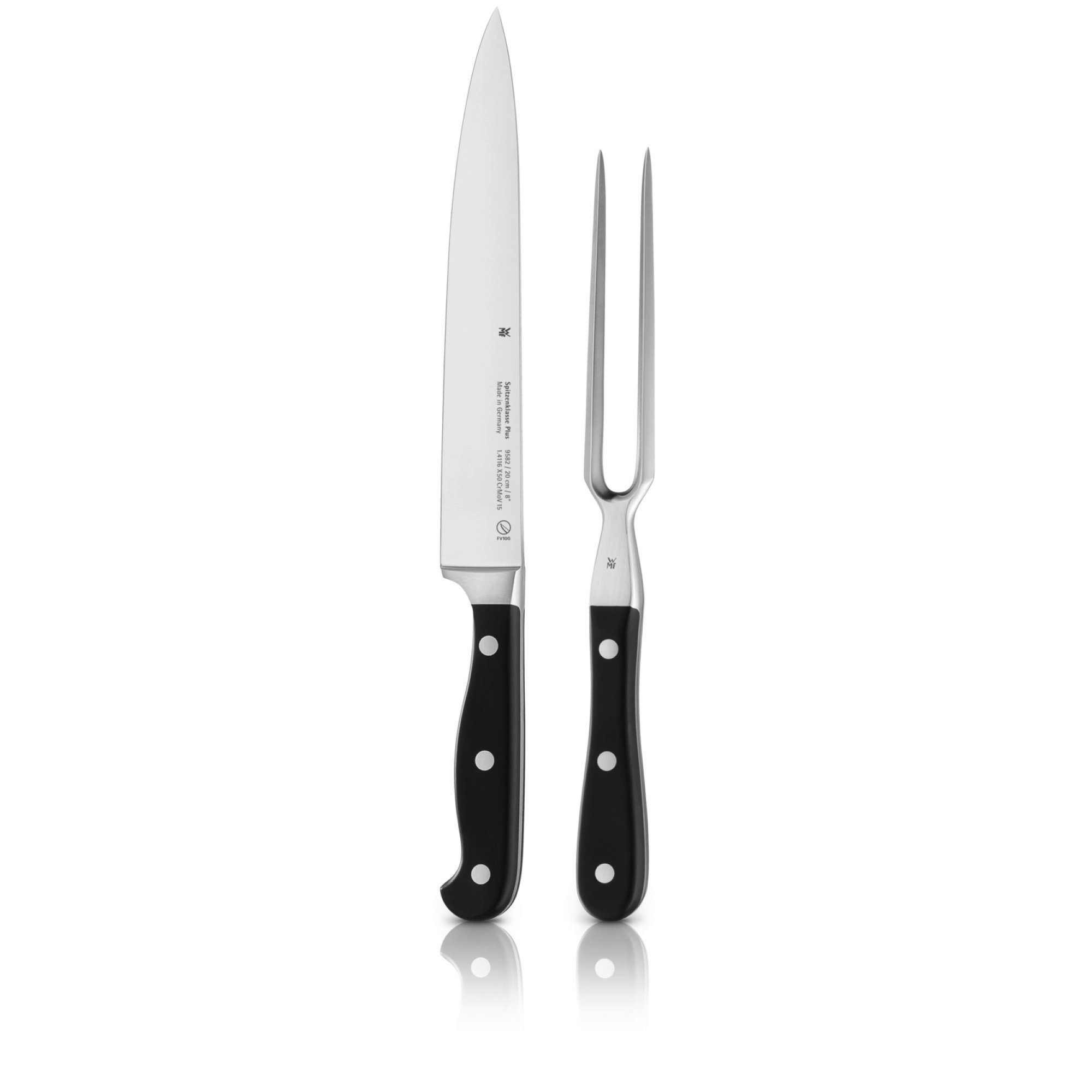 WMF Messer-Set Spitzenklasse Plus (Set, 2-tlg., 1x Tranchiermesser 20 cm, 1x Tranchiergabel 12 cm), Messerklingen aus Spezialklingenstahl, Made in Germany