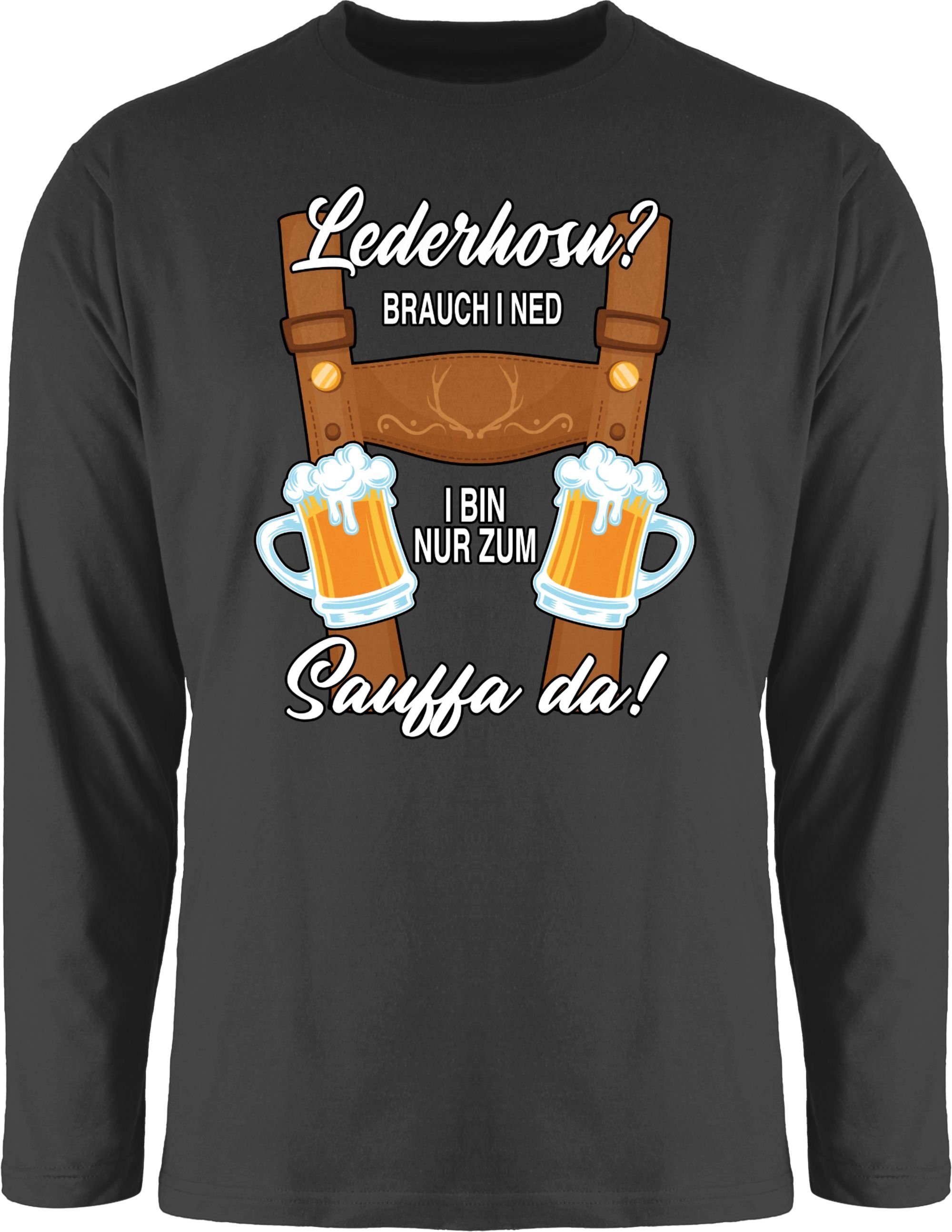 Schwarz Outfit Oktoberfest Lausbub Trachten Lederhose Rundhalsshirt Mode für Shirtracer Sauffa Herren 1