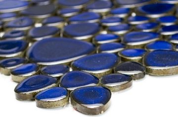 Mosani Mosaikfliesen Oval Keramikmosaik Mosaikfliesen kobaltblau matt / 10 Matten