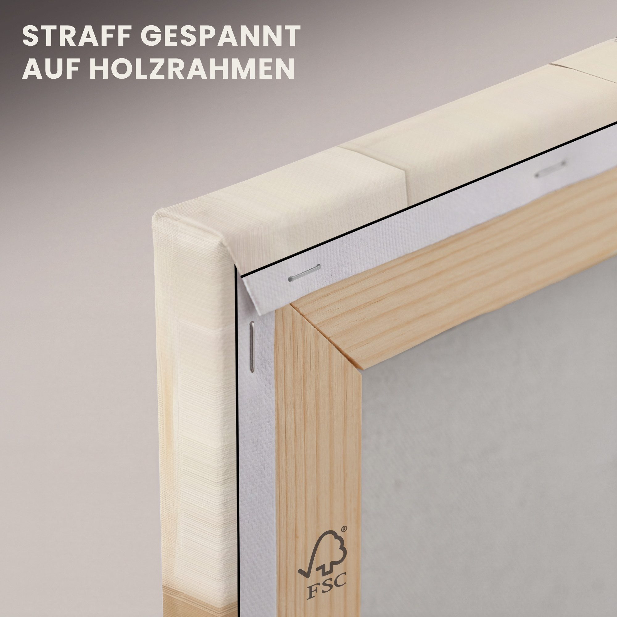 OneMillionCanvasses® Leinwandbild Pinselstriche - Grob - Abstrakt - Beige, Fotodruck (1 St), Wandbild, Deko Schlafzimmer Wohnzimmer Flur 20x20 cm – Bild 5 von 5
