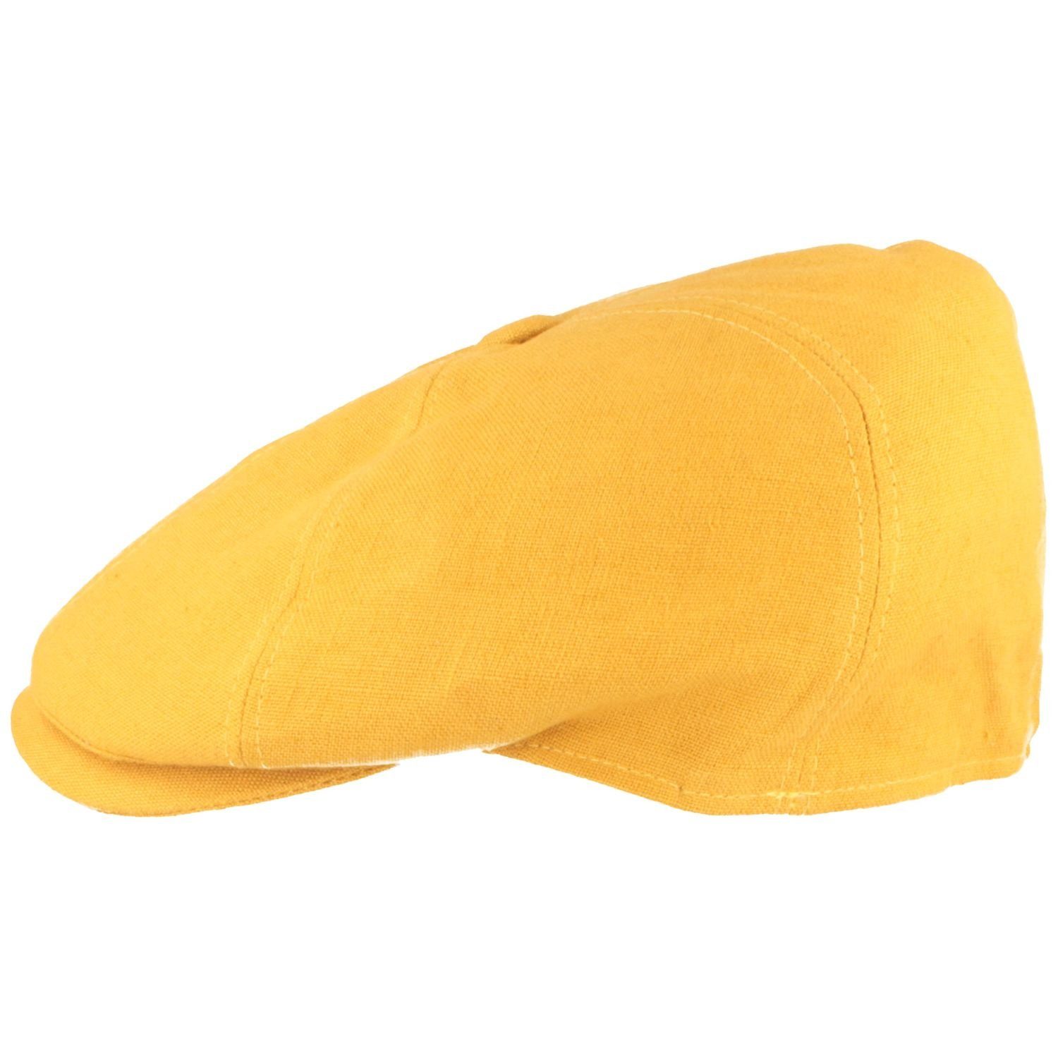 Breiter Schiebermütze 100% Flatcap Leinen gelb Organic 6-teilige