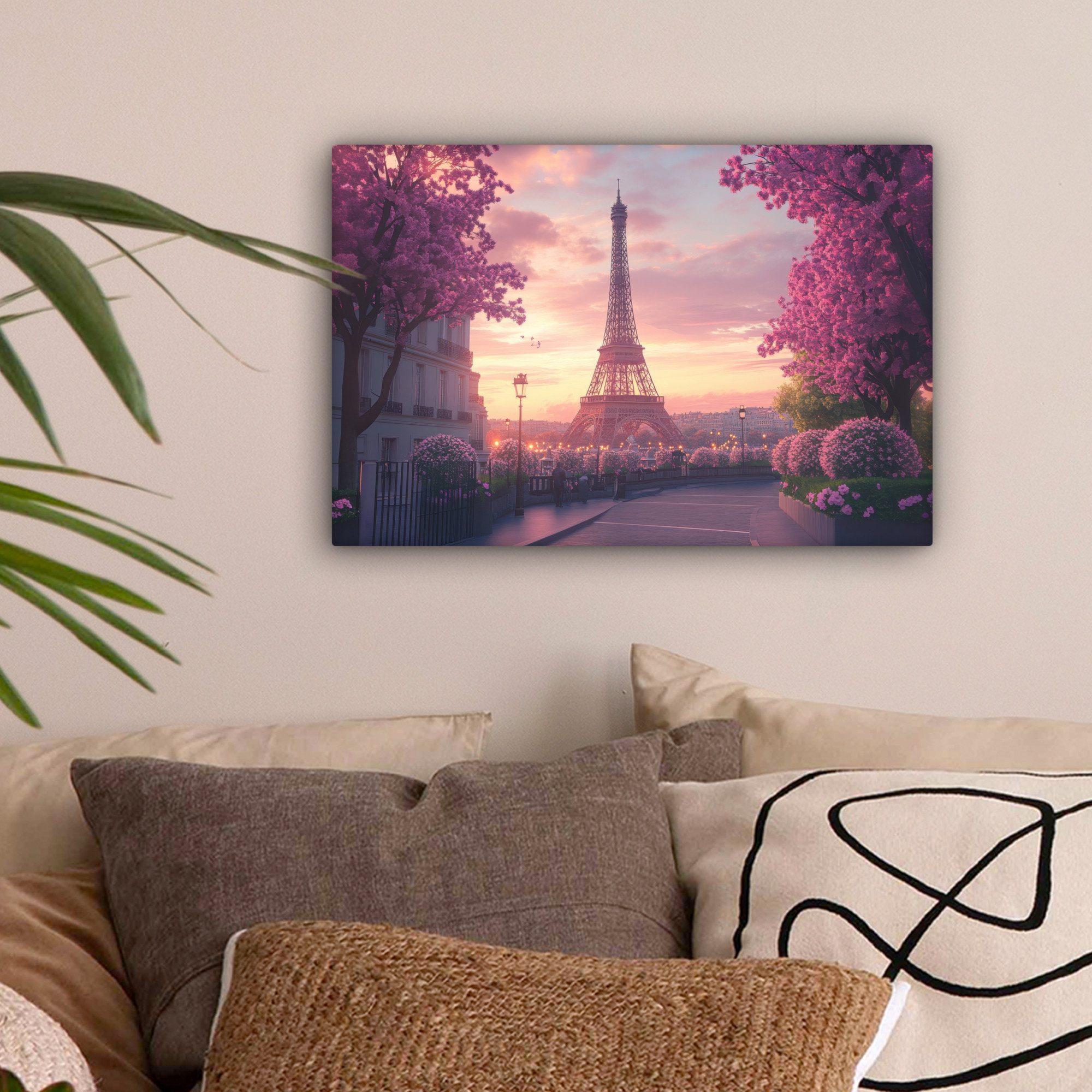 OneMillionCanvasses® Leinwandbild Eiffelturm - Paris - Rosa, Fotodruck (1 S günstig online kaufen