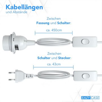 EAZY CASE Lampenfassung E27 Lampensockel mit Schalter und Kabel 5m, E27 Fassung für Lampenschirm DIY Lampe zum Aufhängen Stromkabel Weiß