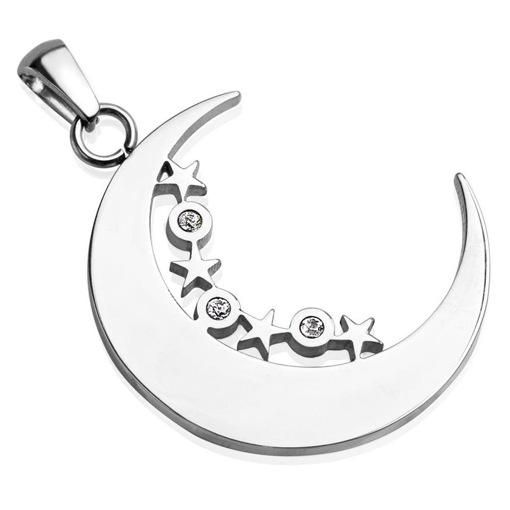 Unisex Edelstahl aus Anhänger Mond (1-tlg), Sterne & Set Halsketten Silber Anhänger Pendant BUNGSA