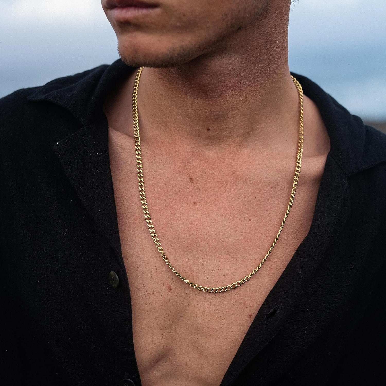 Made by Nami Panzerkette Hochwertige Halskette aus Edelstahl Herren & Damen Robuste Königskette, Gliederkette Halskette Cuban Link Chain Gold