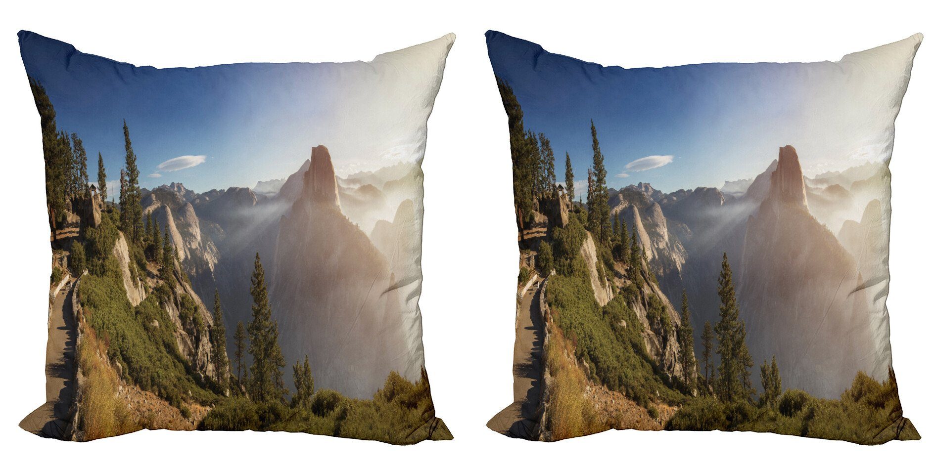 Kissenbezüge Modern Accent Doppelseitiger Digitaldruck, Abakuhaus (2 Stück), Landschaft Yosemite-Tal-Panorama