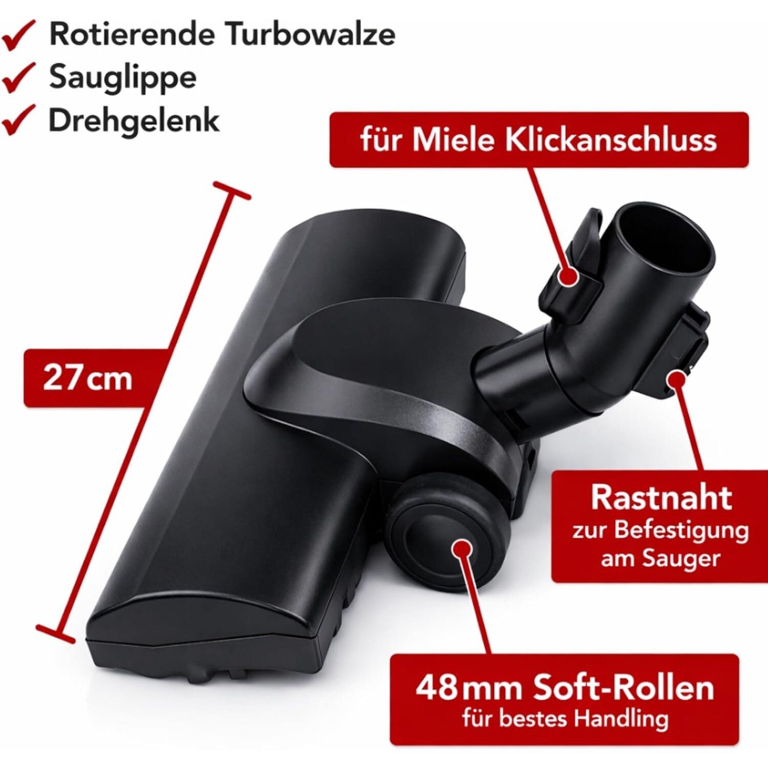 Maxorado Bodendüse Turbodüse passend für Miele Staubsauger S8430 C3 C2 C1 Bodendüse Düse, Zubehör für Staubsauger, (1-tlg), S8 S7 S6 S5 S4 S2 Staubsaugerdpse Tu – Bild 2 von 5