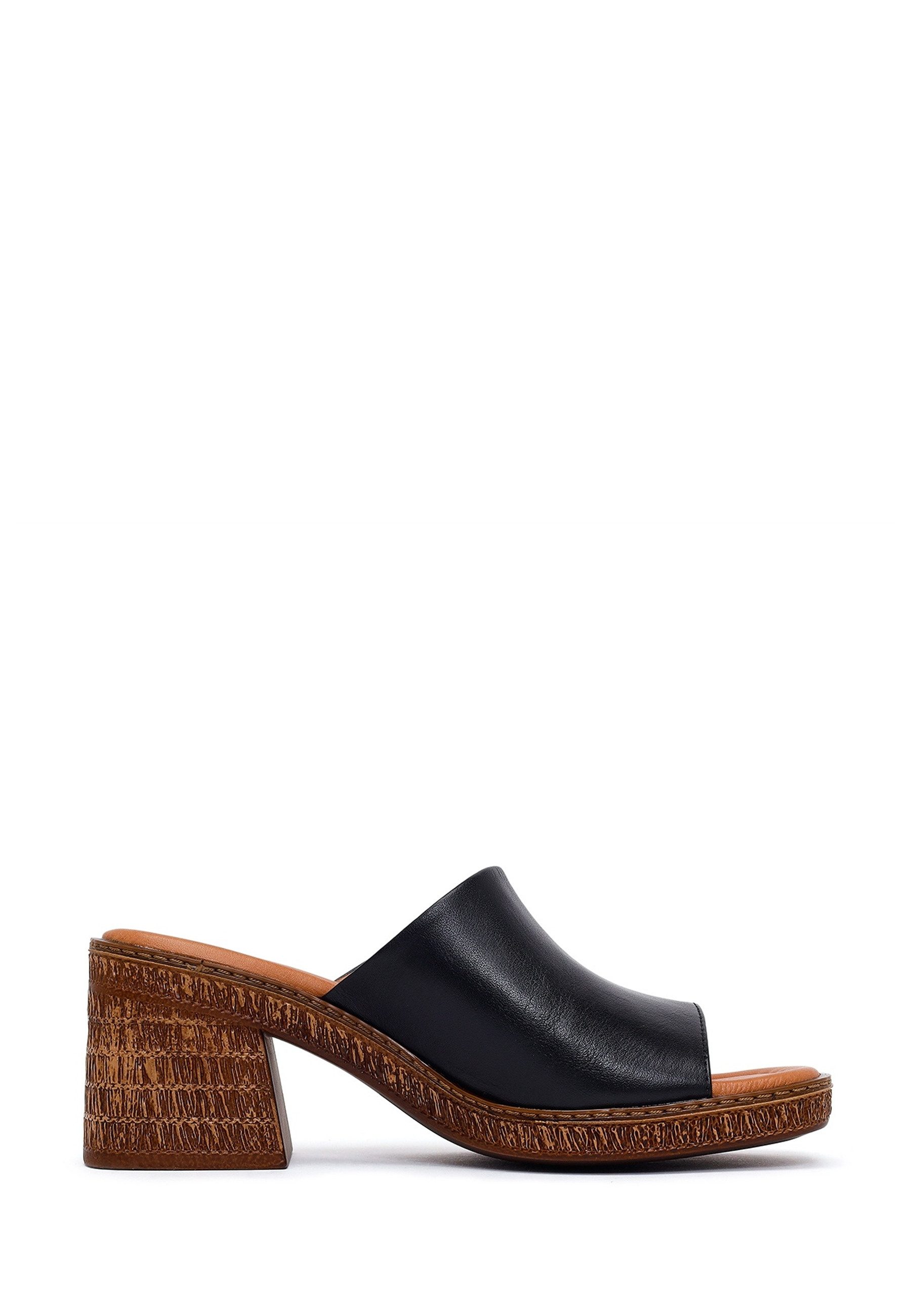 Derimod Pantoletten aus Leder mit mittlerem Absatz Mules Echtes Leder, Lederfutter, TPU-Sohle, Blockabsatz, Slip-On Design