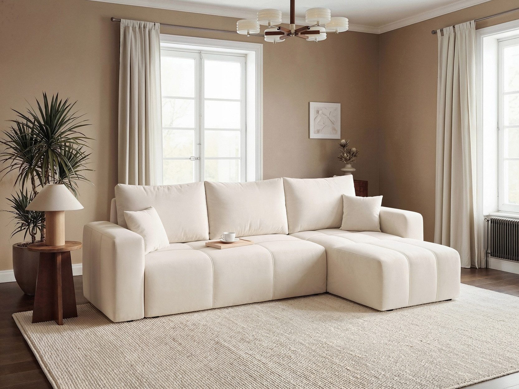 Labett Ecksofa mit Schlaffunktion & Bettkasten PIANO L-Form