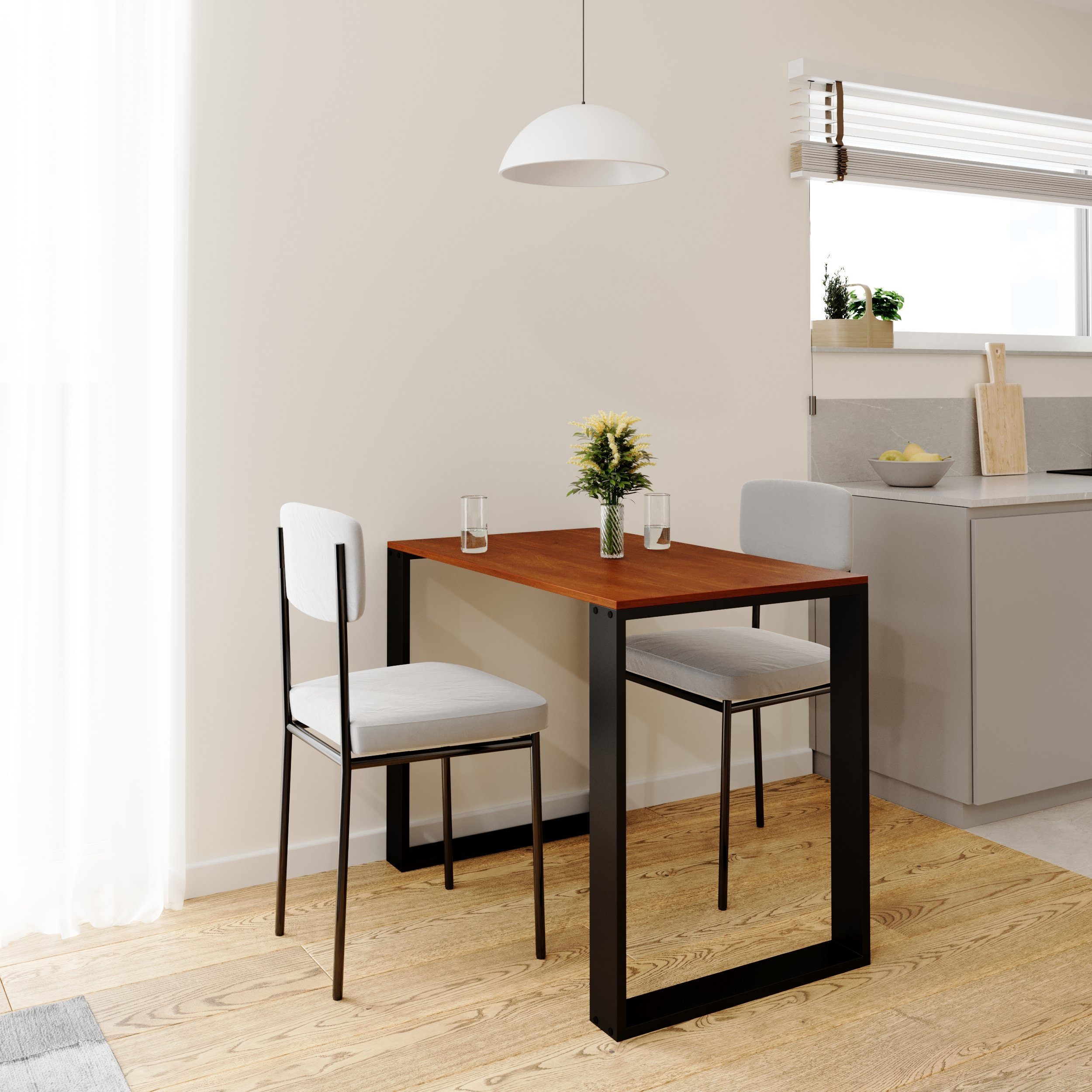 AKKE Esstisch, Esszimmertisch LOFT Schwarze Beinen Küchentisch Bürotisch 2mm-PVC Locarno | Esstische
