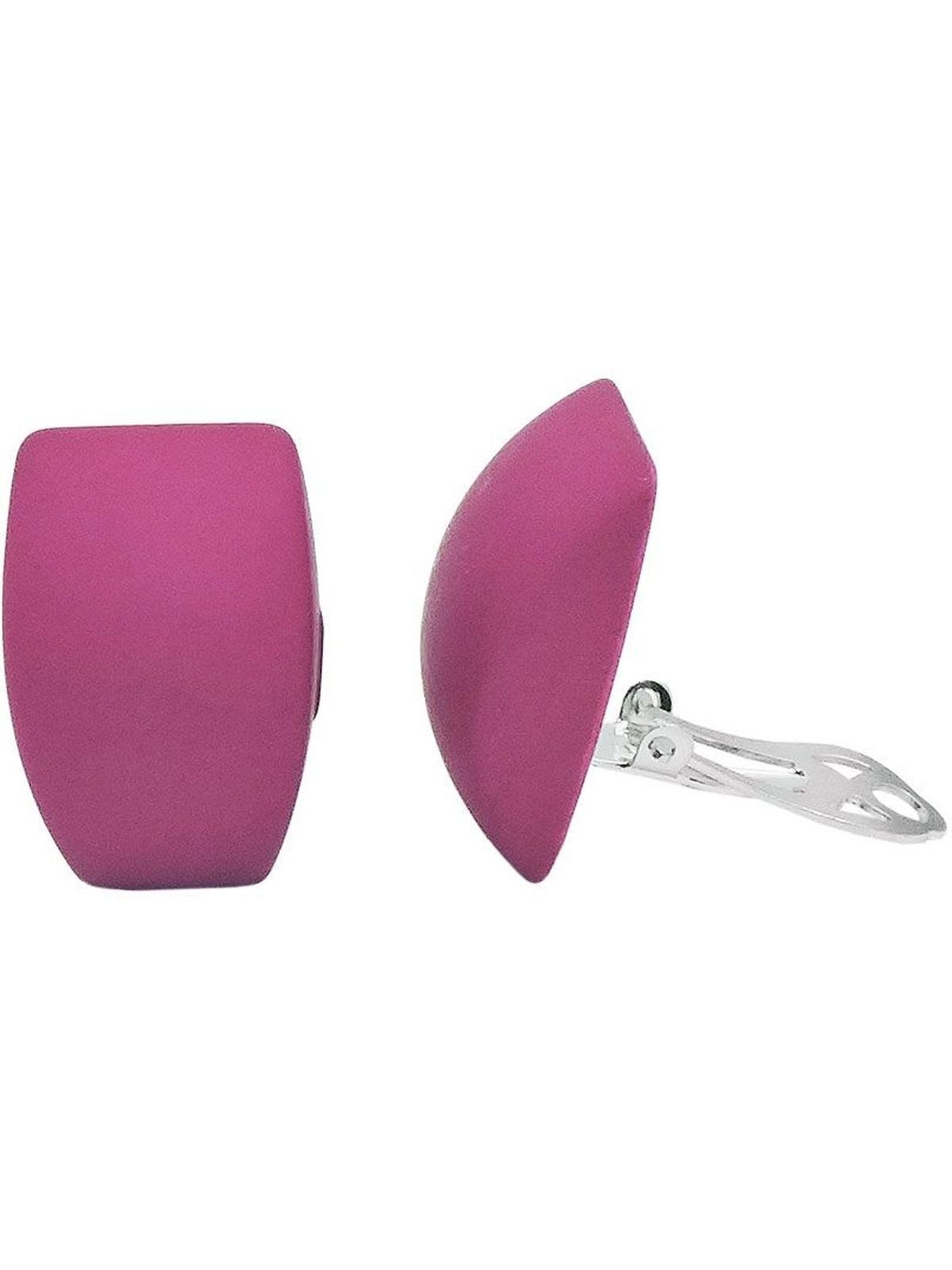 Paar Ohrring Gallay matt Trapez Kunststoff-Bouton pink Ohrclips 27x17mm (1-tlg)