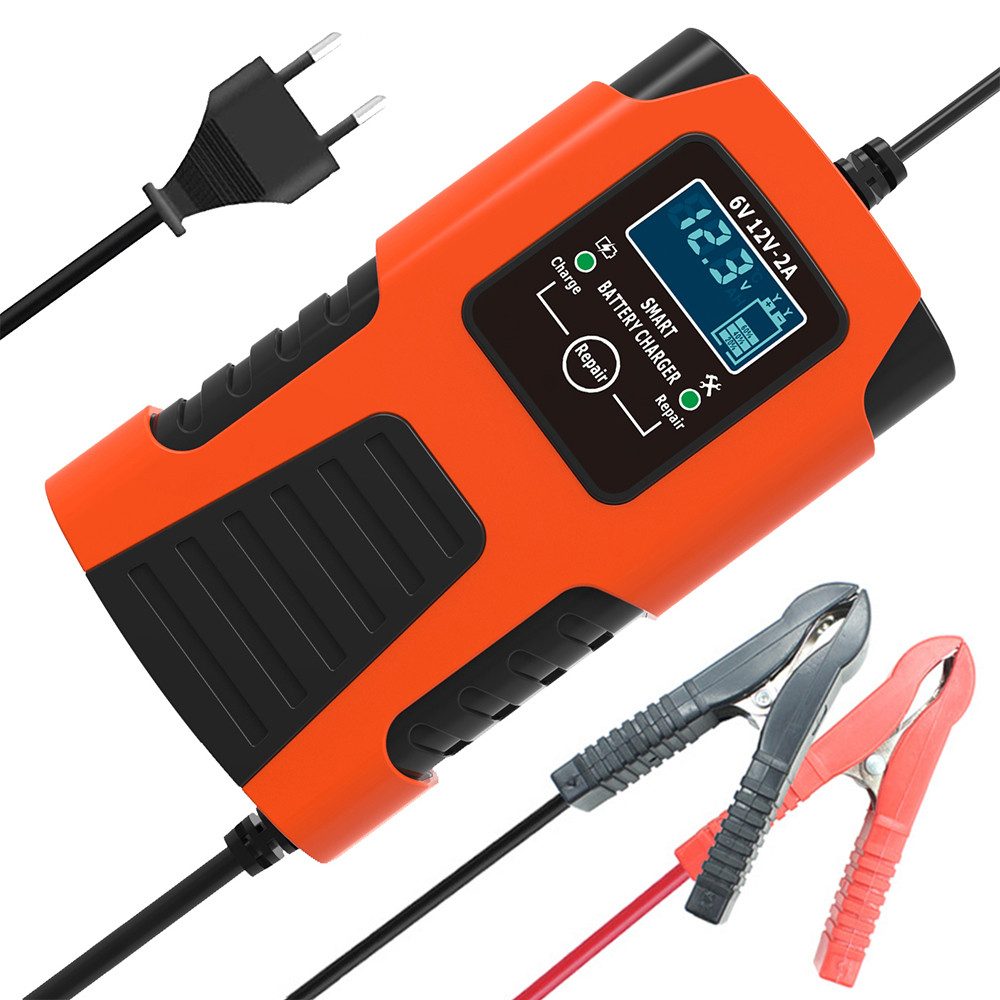Autobatterie-Ladegerät Das 3-stufige Ladegerät LCD-Display Autobatterie-Ladegerät
