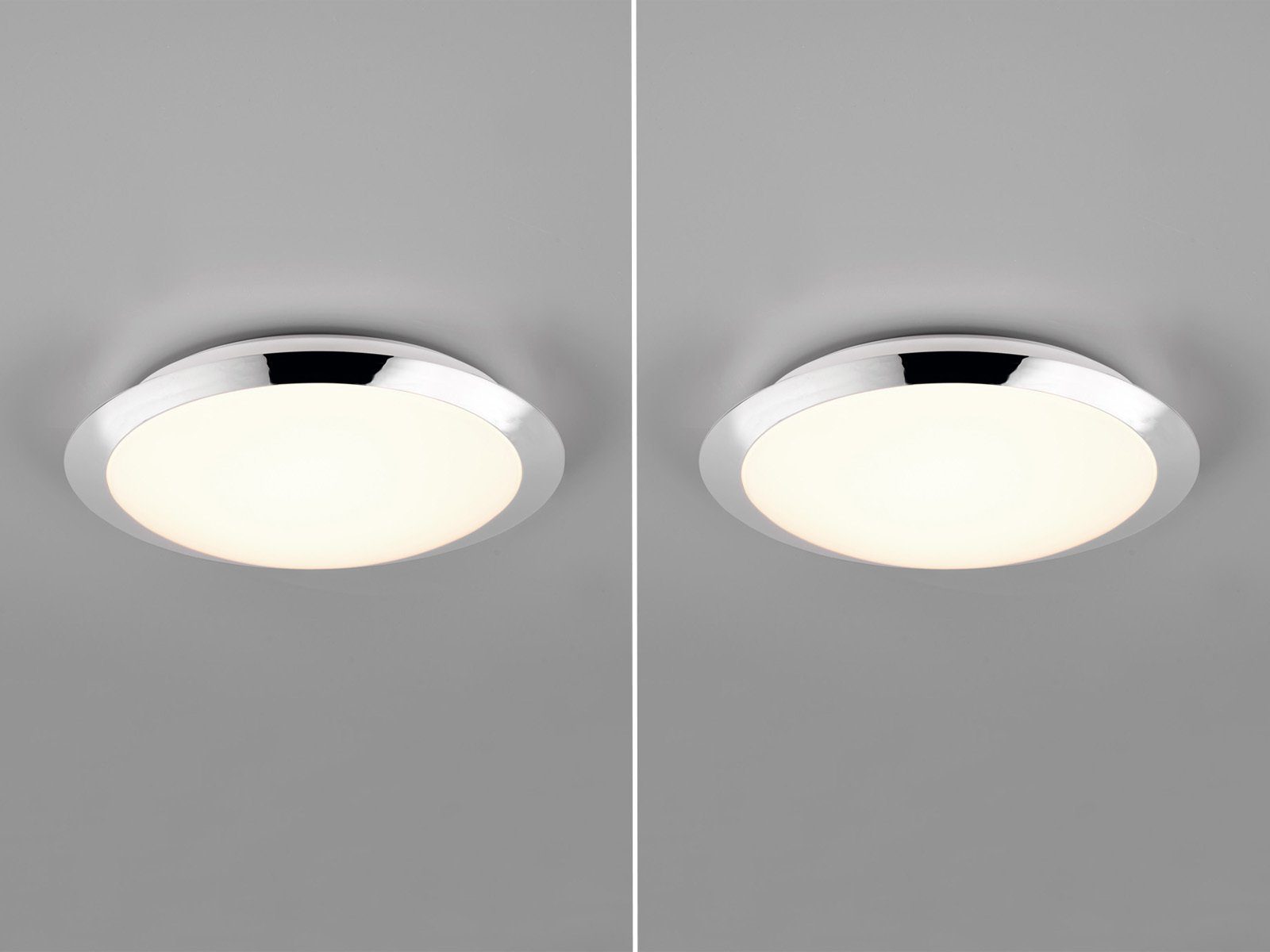 TRIO Leuchten LED Deckenleuchte, LED fest integriert, Warmweiß, 2er Set Badezimmerlampen Decke, Badlampen Gäste WC & Treppenhaus Ø29cm