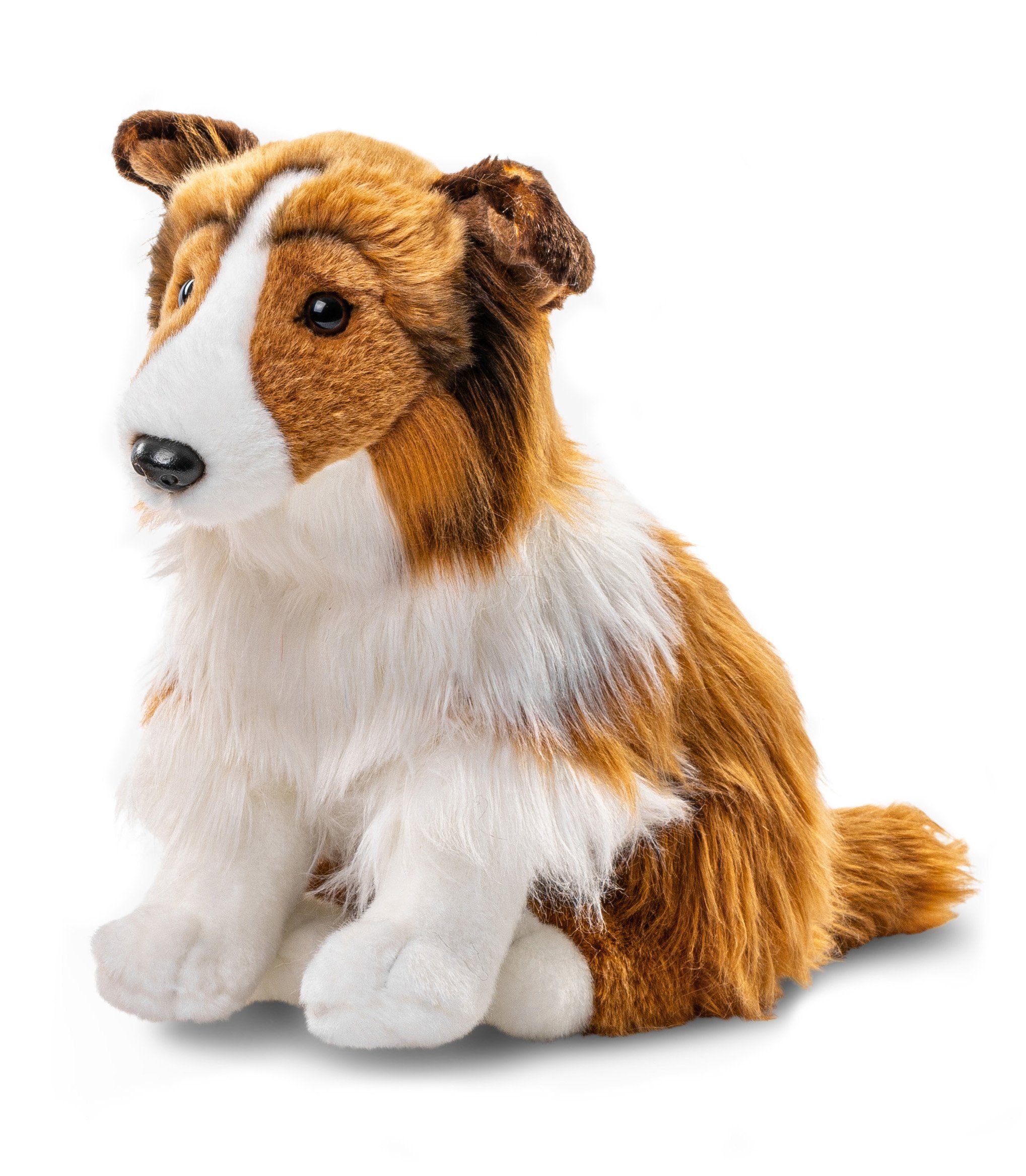 Uni-Toys Kuscheltier Langhaarcollie, sitzend - versch. Farben - 27 cm - Plüsch-Hund, Collie, zu 100 % recyceltes Füllmaterial
