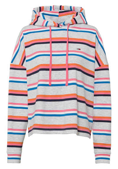 Tommy Jeans Kapuzensweatshirt »TJW BXY Crop Multi Stripe Hoodie« im allover Ringeldessin & Tommy Jeans Logo-Flag