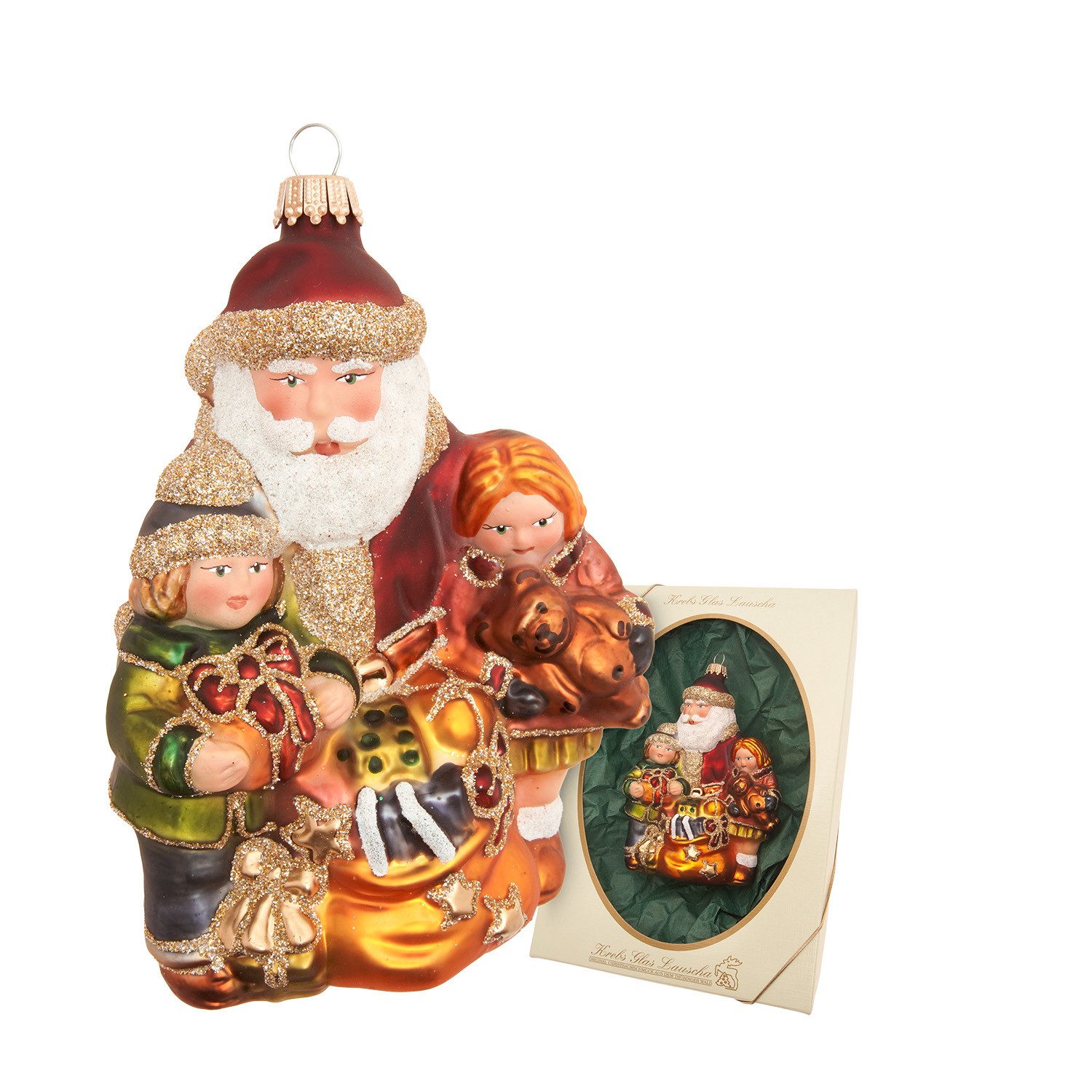 Krebs Glas Lauscha Weihnachtsbaumkugel Baumschmuck Viktorianisch Weihnachtsmann Mehrfarbig 14cm (1 St), Glas