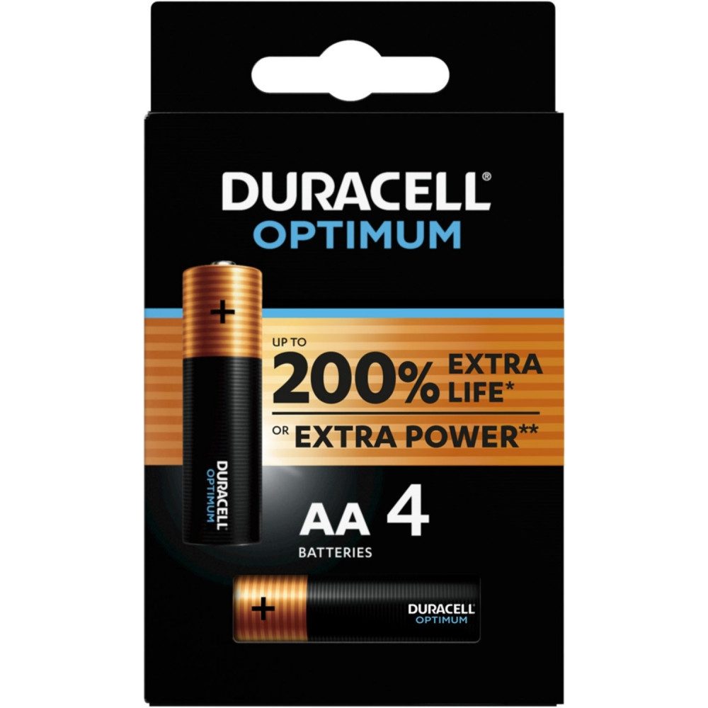 Duracell Duracell MN 1500 AA Mignon-Batterie 4er Blister Akku Duracell MN 1500 Optimum AA 4er Blister, EXTRA LEBENSDAUER, ideal für Xbox One