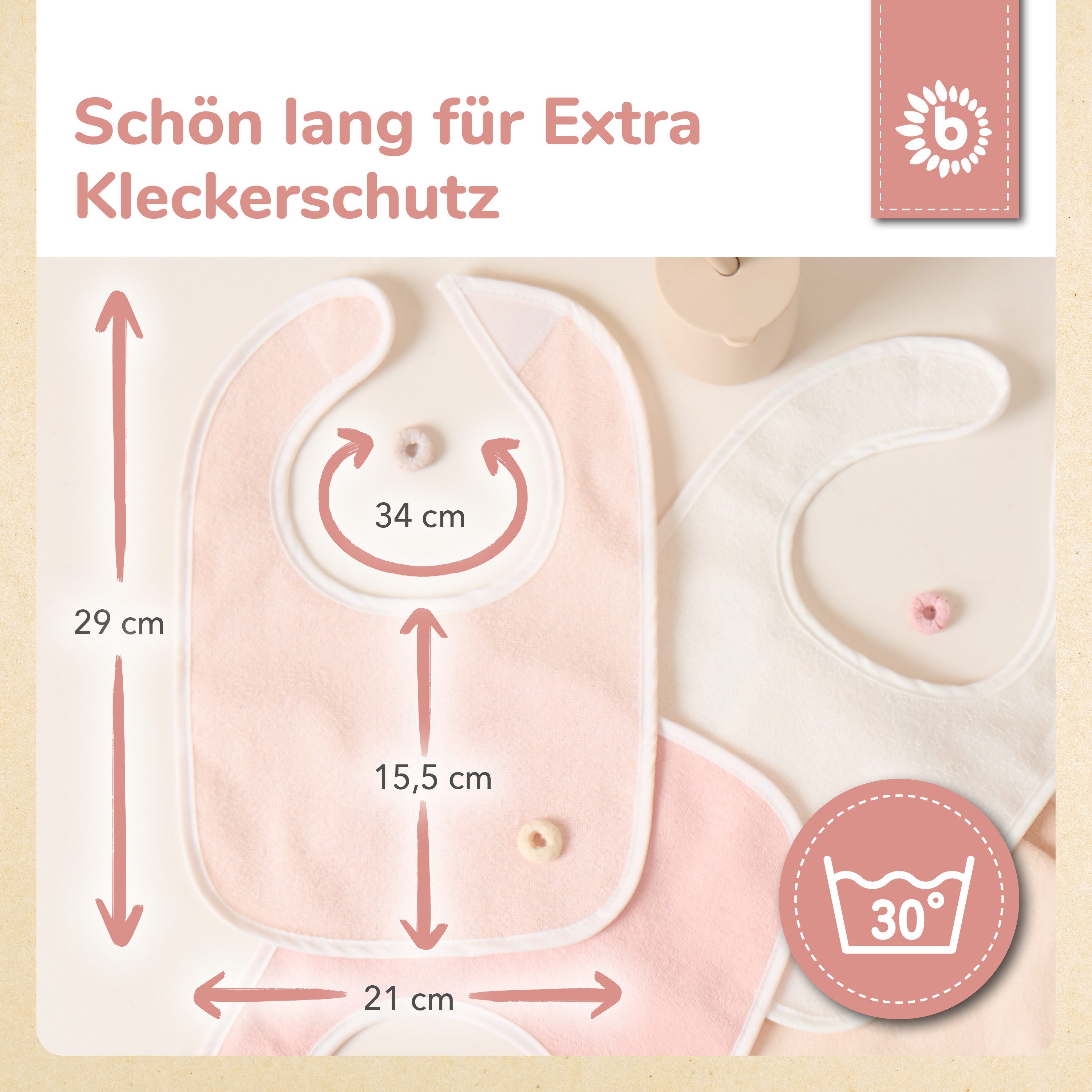 BIECO Lätzchen 5er Pack Baby Lätzchen mit Klettverschluss