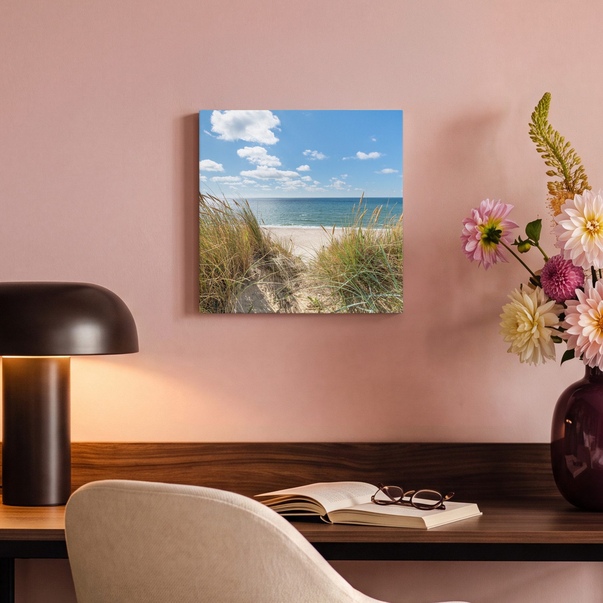 OneMillionCanvasses® Leinwandbild Düne - Gras - Meer - Strand, Fotodruck (1 St), Wandbild, Deko Schlafzimmer Wohnzimmer Flur 20x20 cm – Bild 4 von 5