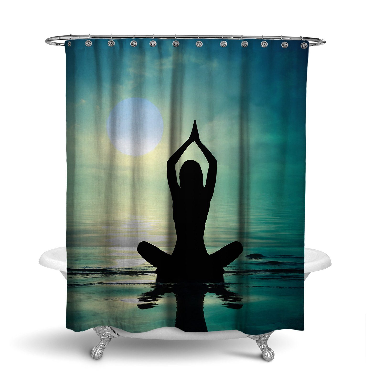 RAHMENLOS® Duschvorhang Motiv Relax Yoga - 180 cm x 200 cm Breite 180 cm günstig online kaufen