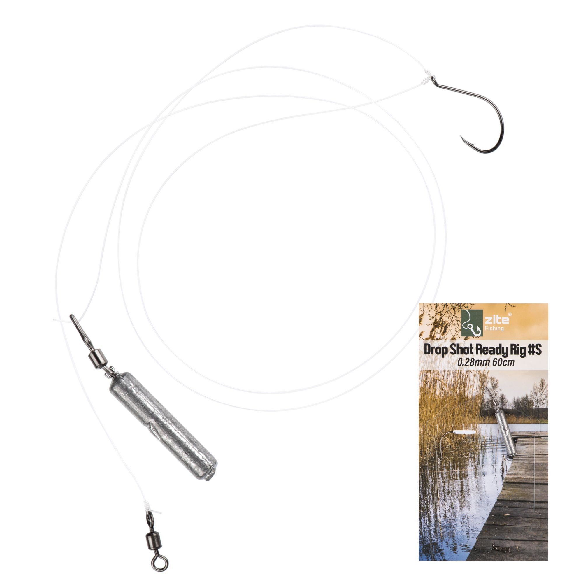 Drop-Shot-Blei Rig mit Carbon Steel Haken Ready-to-Fish Rig S 7g, L 14g Fertigmontage