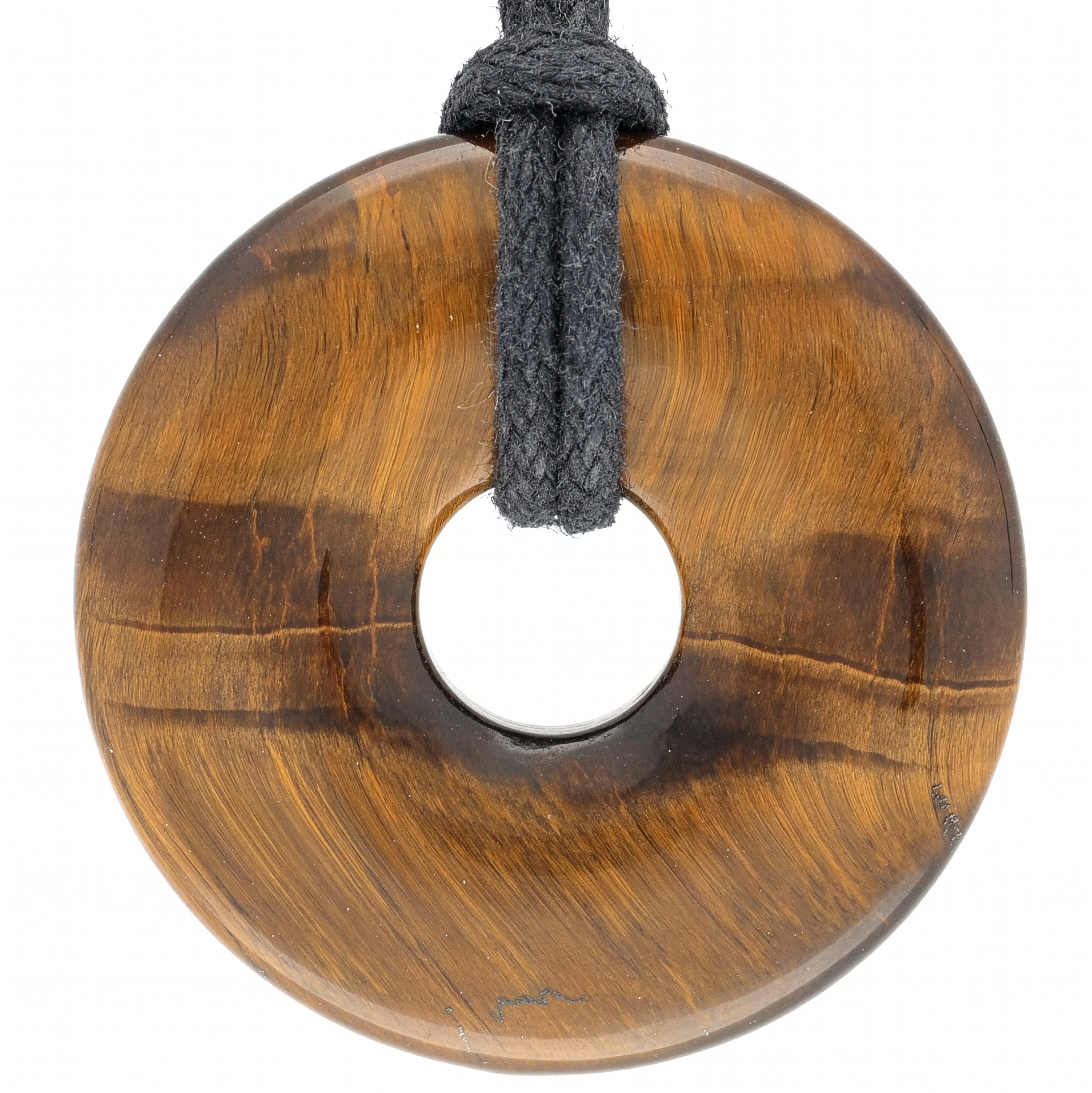 Lebensquelle Plus Kettenanhänger Tigerauge Donut, 30 mm Anhänger + Baumwollband