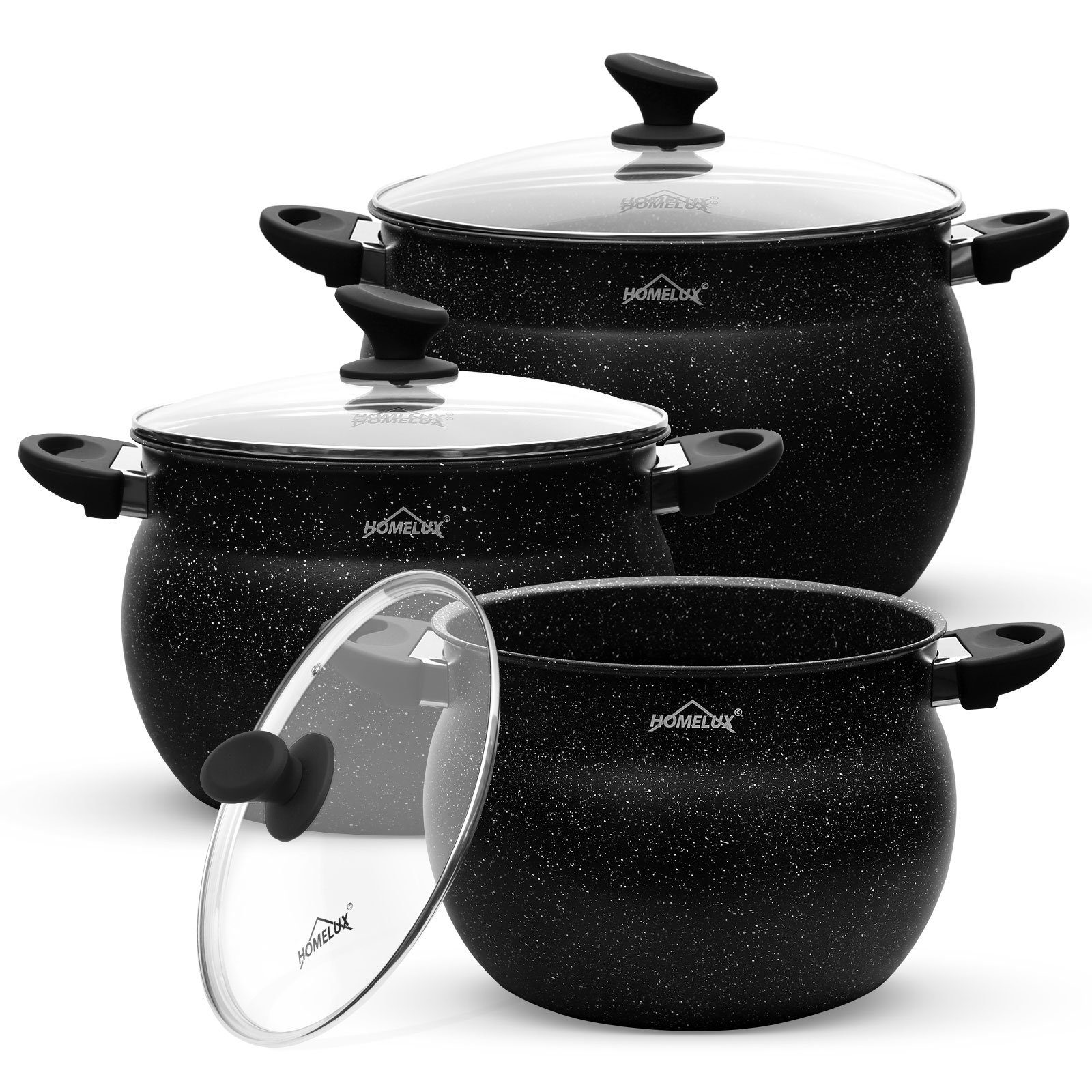 Topf-Set Topf-Set 6 tlg Suppentöpfe Set, Kochtopf Induktions mit Glasdeckel