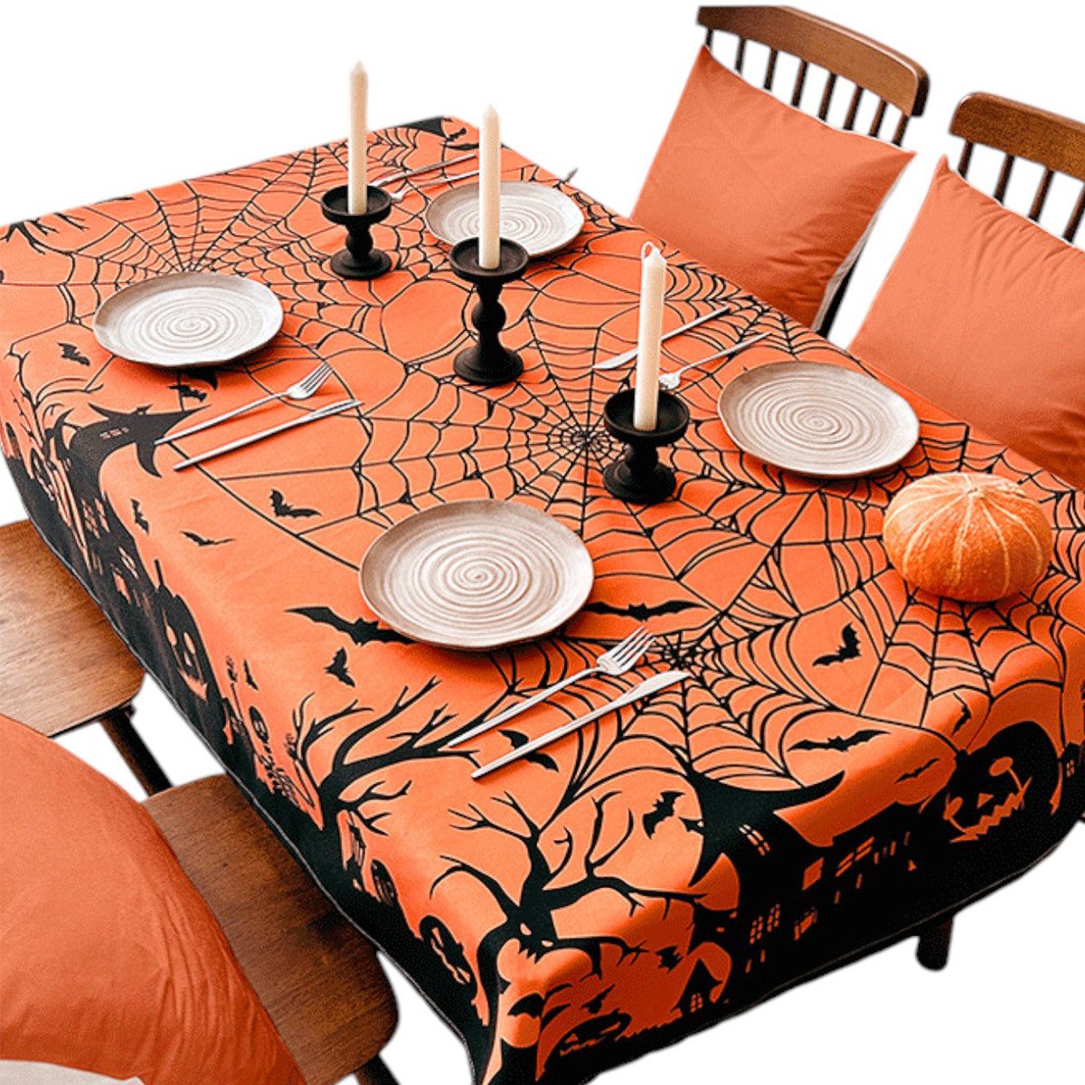 LAPAPRO Tischdecke Halloween Wachstuchtischdecke Kürbis Gruselschloss günstig online kaufen