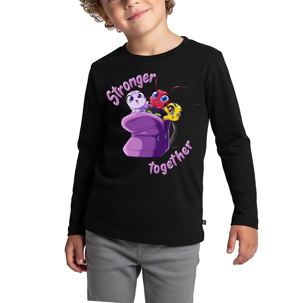 Spreadshirt T-Shirt Miraculous Stronger Together Kinder Premium Langarmshirt (1-tlg)