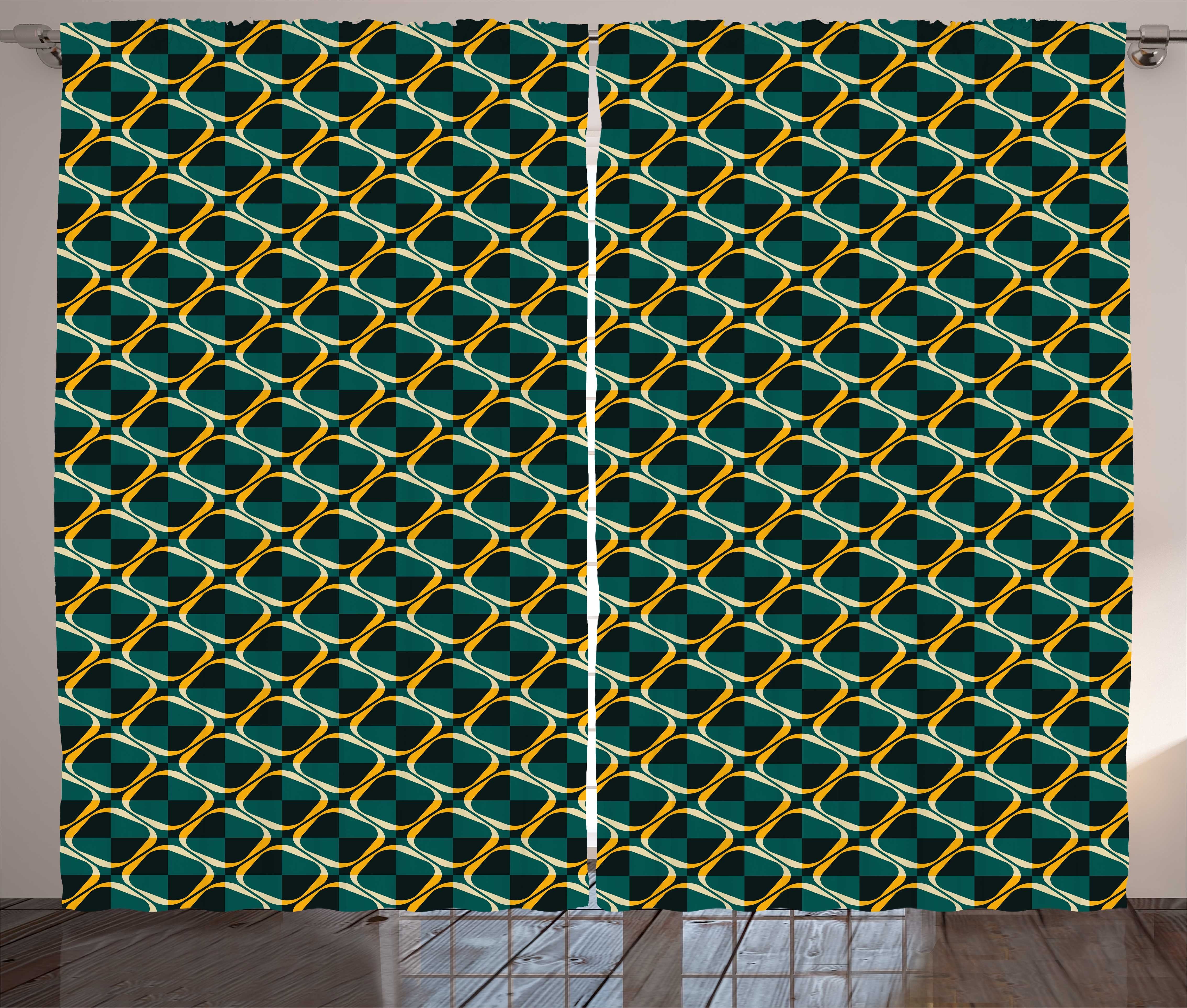 Muster Kräuselband Geometrisch Vorhang mit Haken, und Gardine Ring Schlafzimmer Schlaufen Abakuhaus, Kariertes