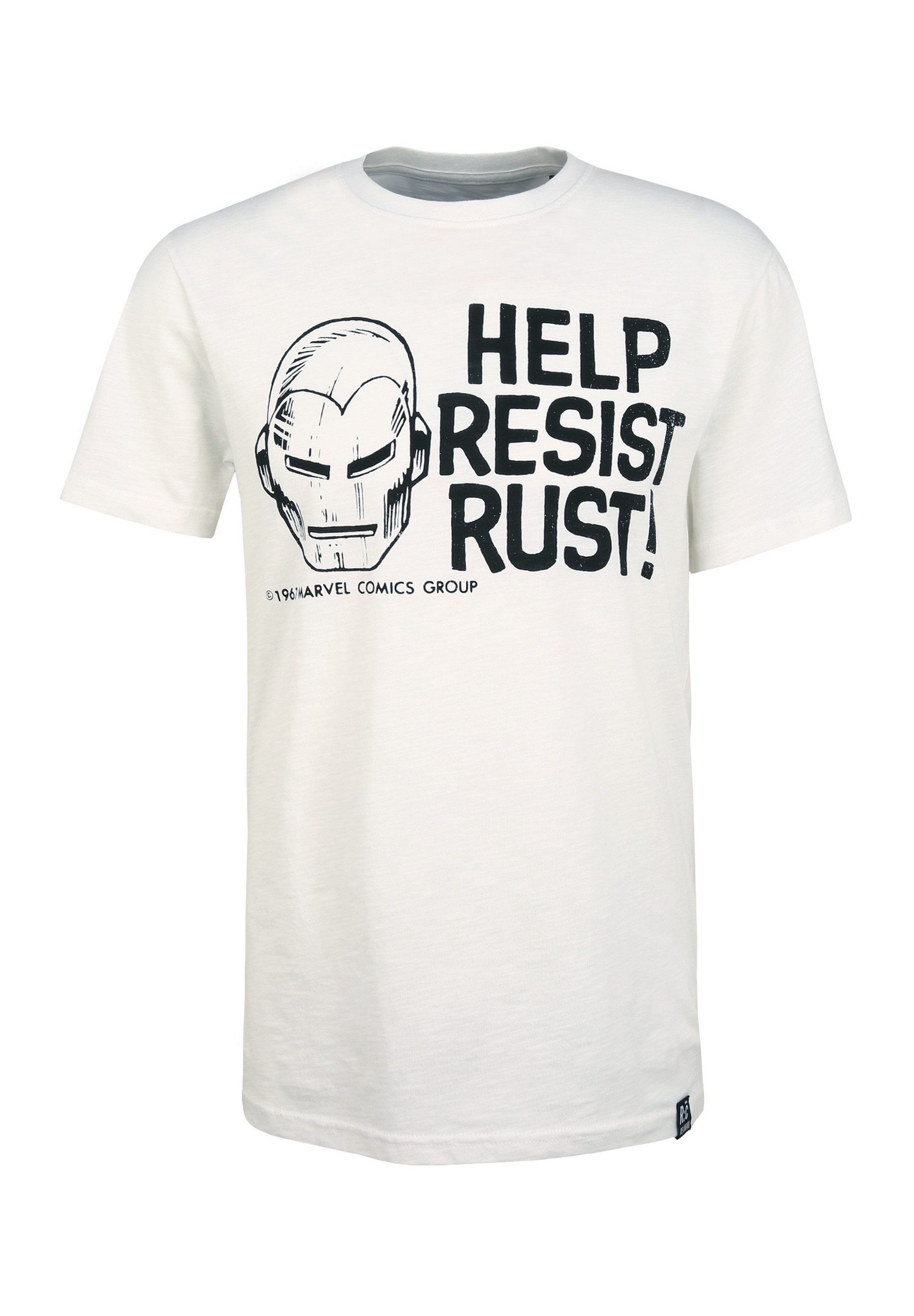 Recovered T-Shirt Marvel Help Resist Rust Ecru (1-tlg) mit angesagtem Iron Man-Print