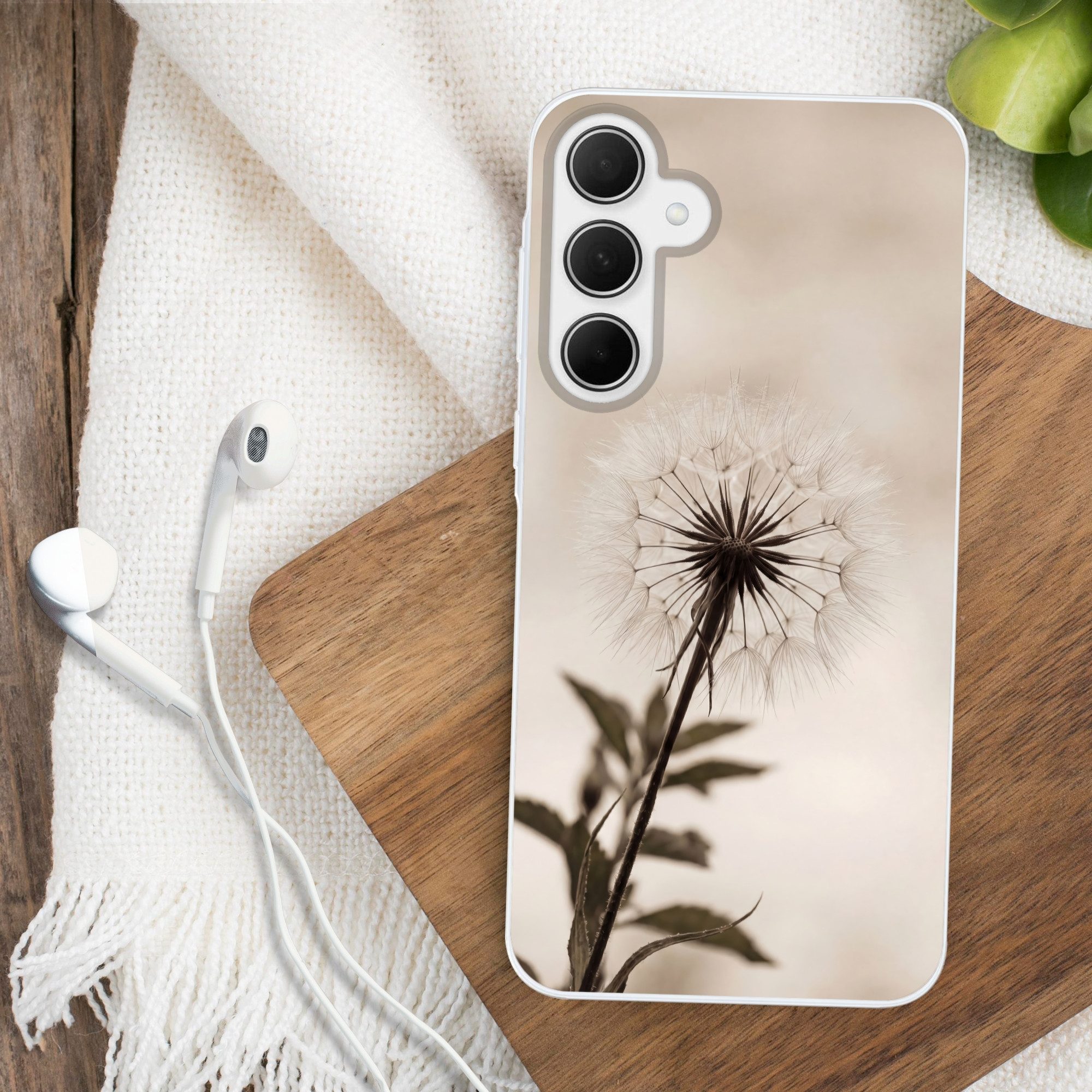 MuchoWow Handyhülle für Samsung Galaxy A35 5G Pusteblume - Minimalistisch - Weiß, Smartphone-Bumper, Print, Handy Schutzhülle Dünn