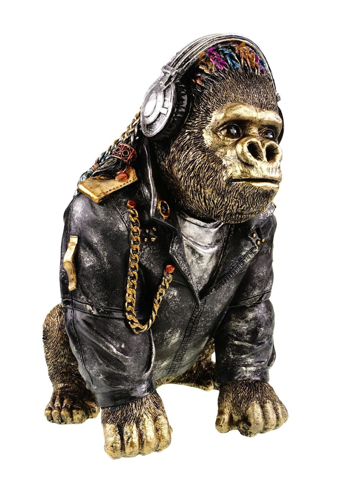 Kremers Schatzkiste Dekofigur XXL Gorilla Rasta Dekofigur mit Kopfhörern 32 günstig online kaufen