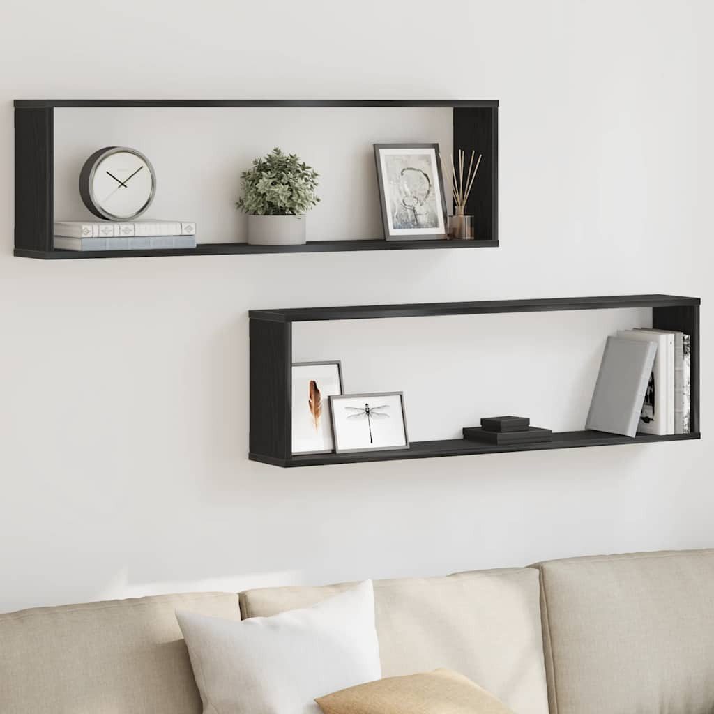 vidaXL Regal Würfelregale 2 Stk. Schwarz Eichen-Optik 100x15x30 cm, 2-tlg. – Bild 2 von 5