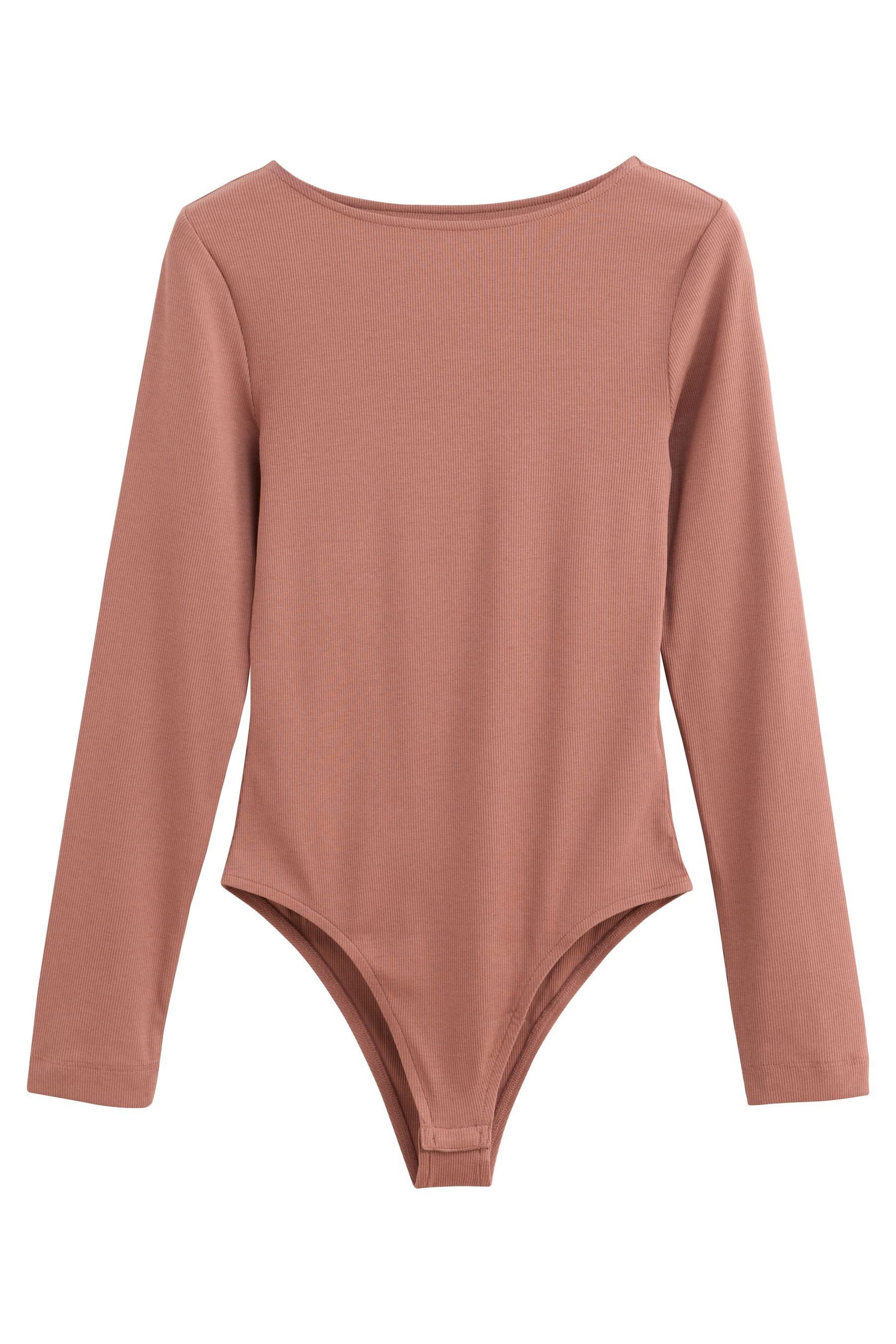 Blusenshirt Langärmeliger Bodysuit mit U-Rückenausschnitt