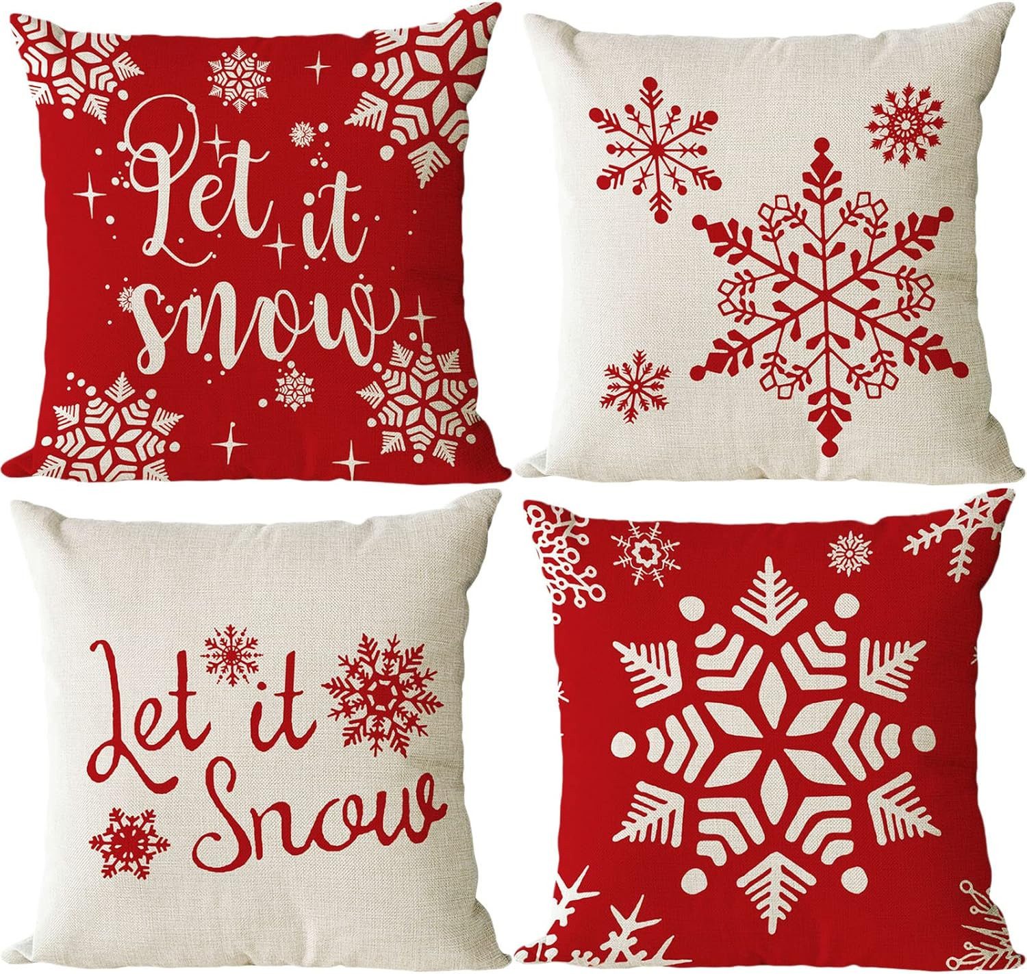 Kissenbezüge Weihnachten Kissenbezug 45x45cm 4er Set Weihnachtsdeko Kissenhülle