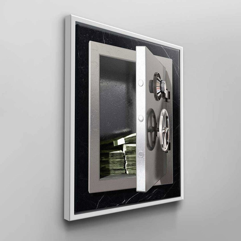 Luxus Silberner Leinwandbild, DOTCOMCANVAS® weißer von Wandbild Tresor Rahmen