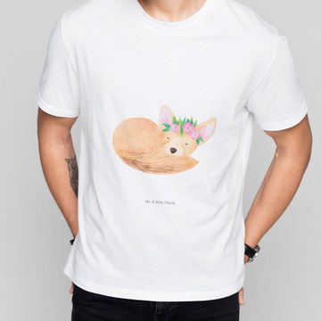 Mr. & Mrs. Panda T-Shirt Wüstenfuchs Blumenkranz - Weiß - Geschenk, Damen, Wildtiere, Party, G (1-tlg)