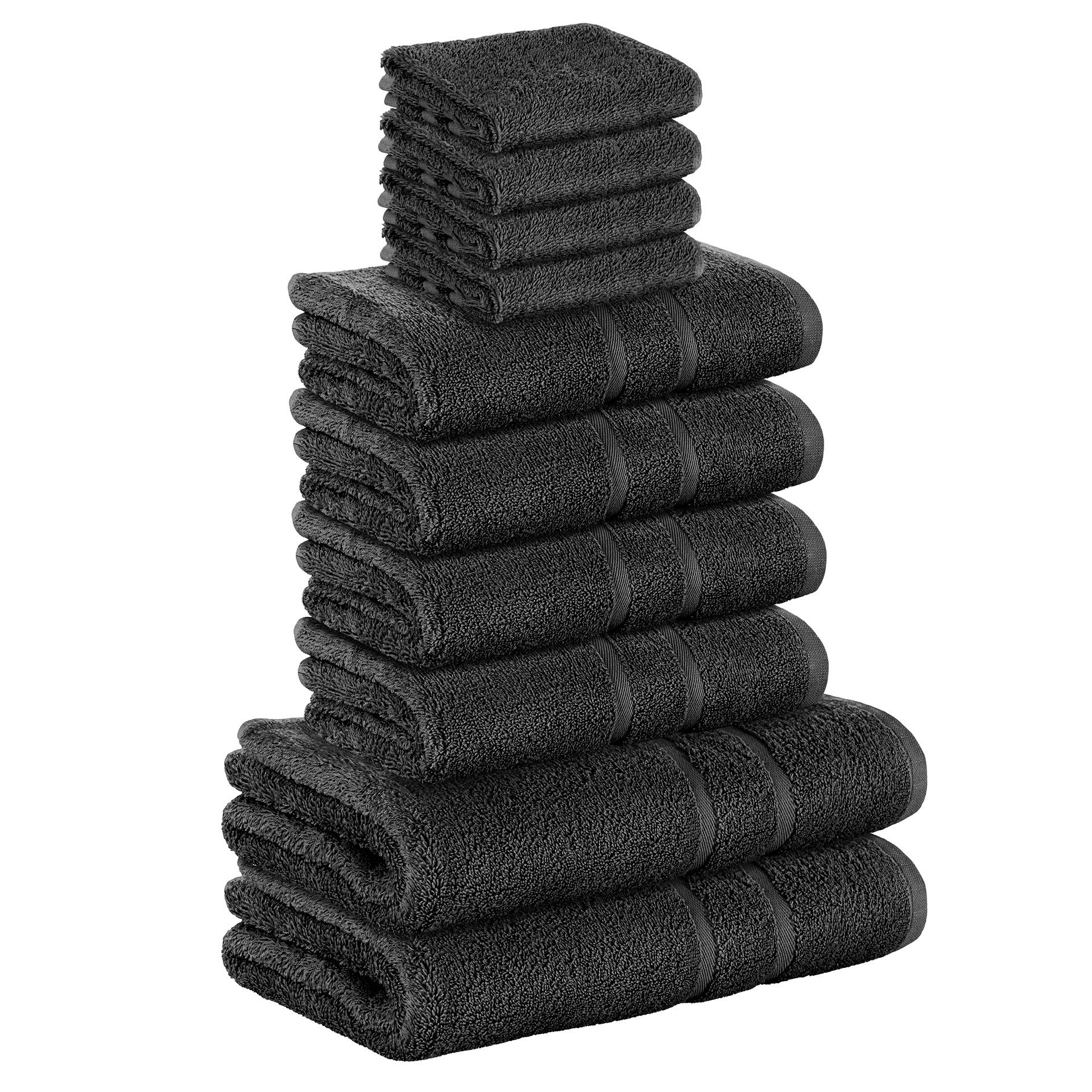 StickandShine Handtuch Set 4x Gästehandtuch 4x Handtücher 2x Duschtücher SET 100% Baumwolle, (Spar-SET) Schwarz | Handtuch-Sets