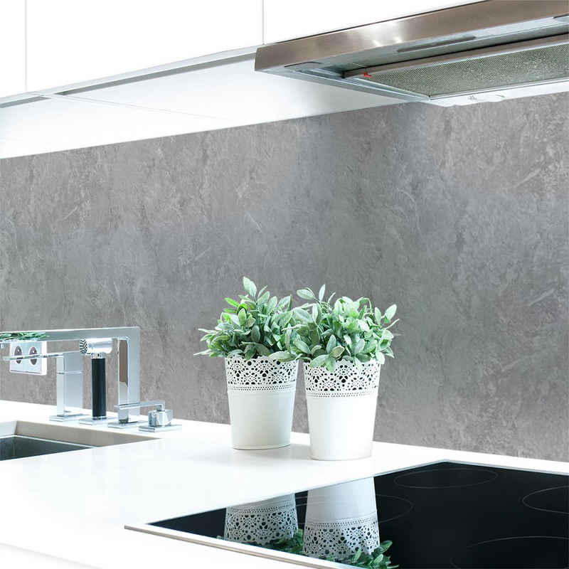 DRUCK-EXPERT Küchenrückwand Küchenrückwand Steinwand Hellgrau Premium Hart-PVC 0,4 mm selbstklebend