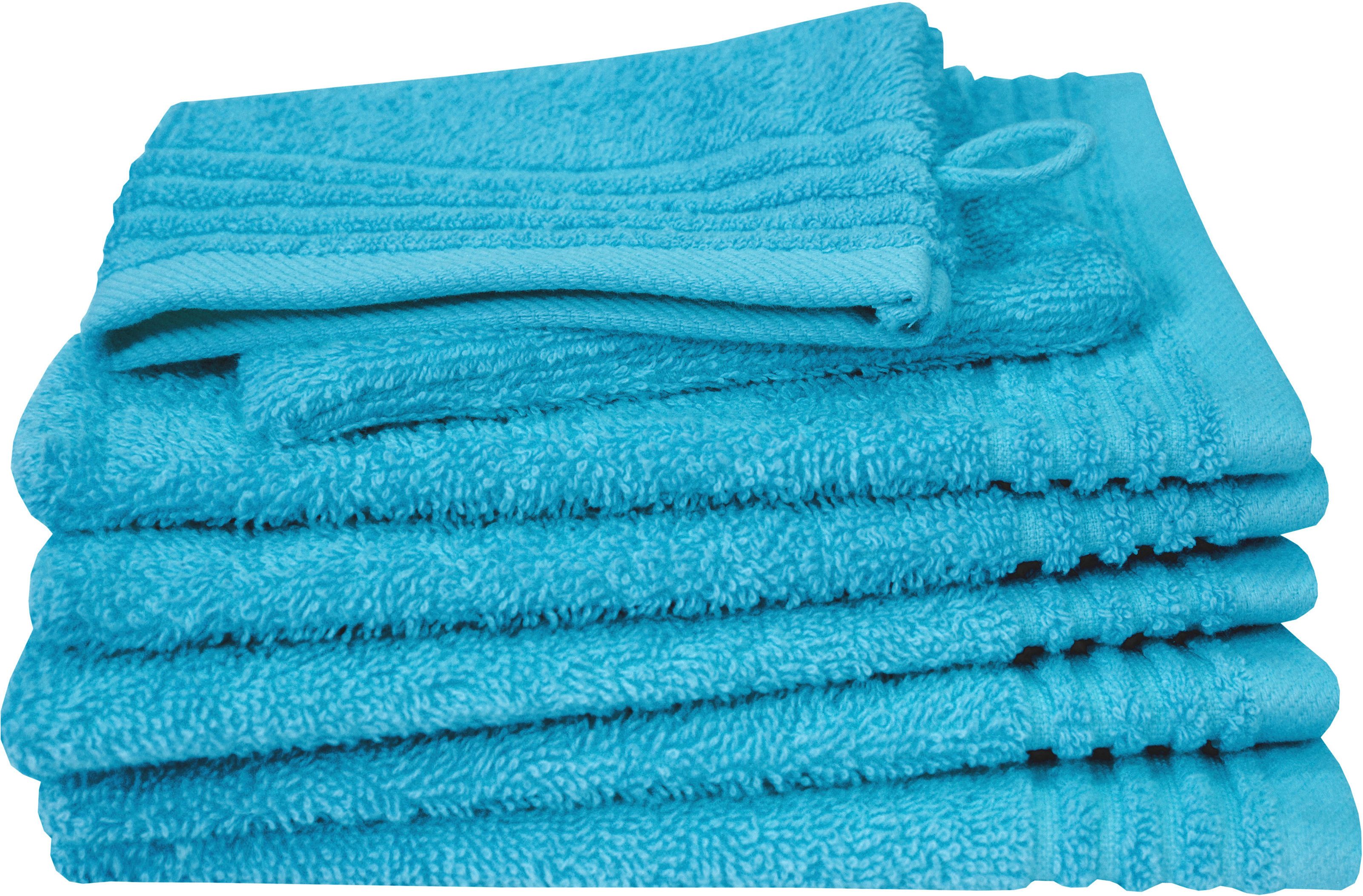 Dyckhoff Waschhandschuh Waschhandschuh-Set BRILLANT 6-tlg., Baumwolle, 550 g/m², Frottier (Packung, 6-St), Baumwolle