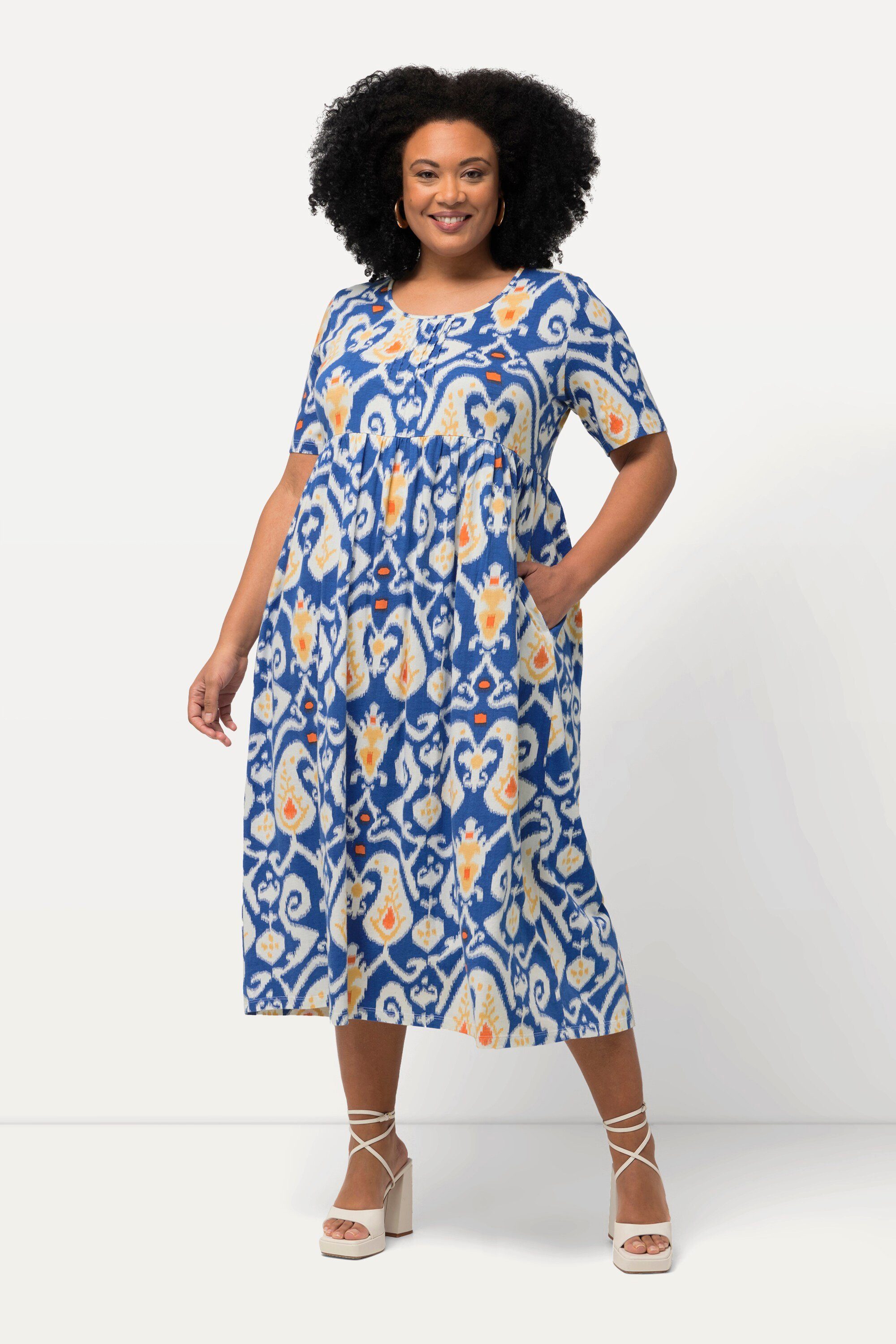 Ulla Popken Jerseykleid Jerseykleid Paisley A-Linie Rundhals Halbarm