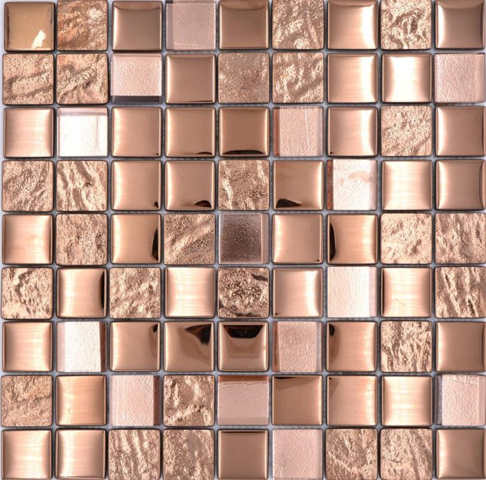 Mosani Mosaikfliesen Glasmosaik Crystal Mosaik bronze glänzend / 10 Mosaikmatten