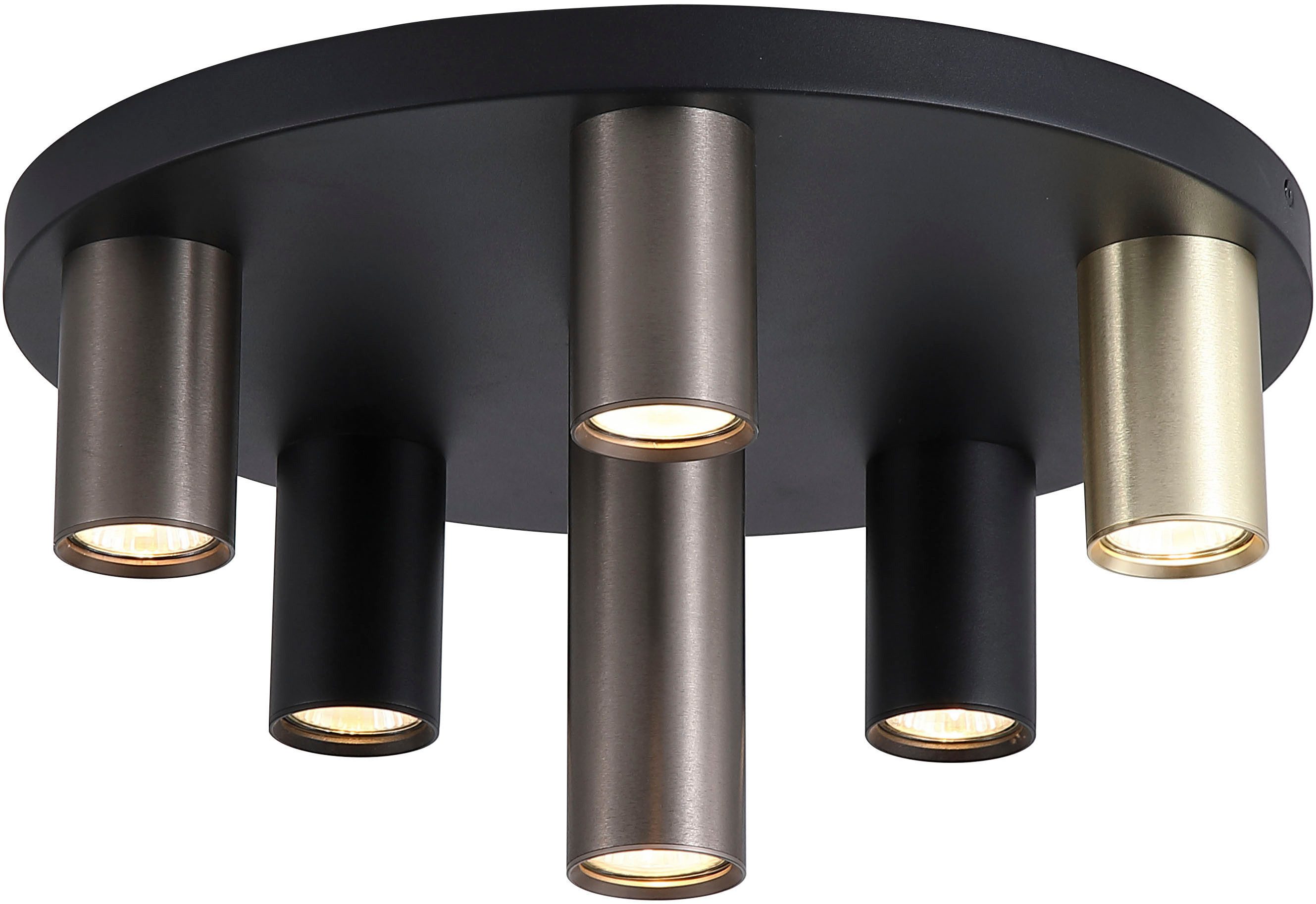 Searchlight Deckenleuchte Tubes 6Lt-Deckenleuchte-Schwarzes Metall, Anodisiertes Bronze, Messing, ohne Leuchtmittel