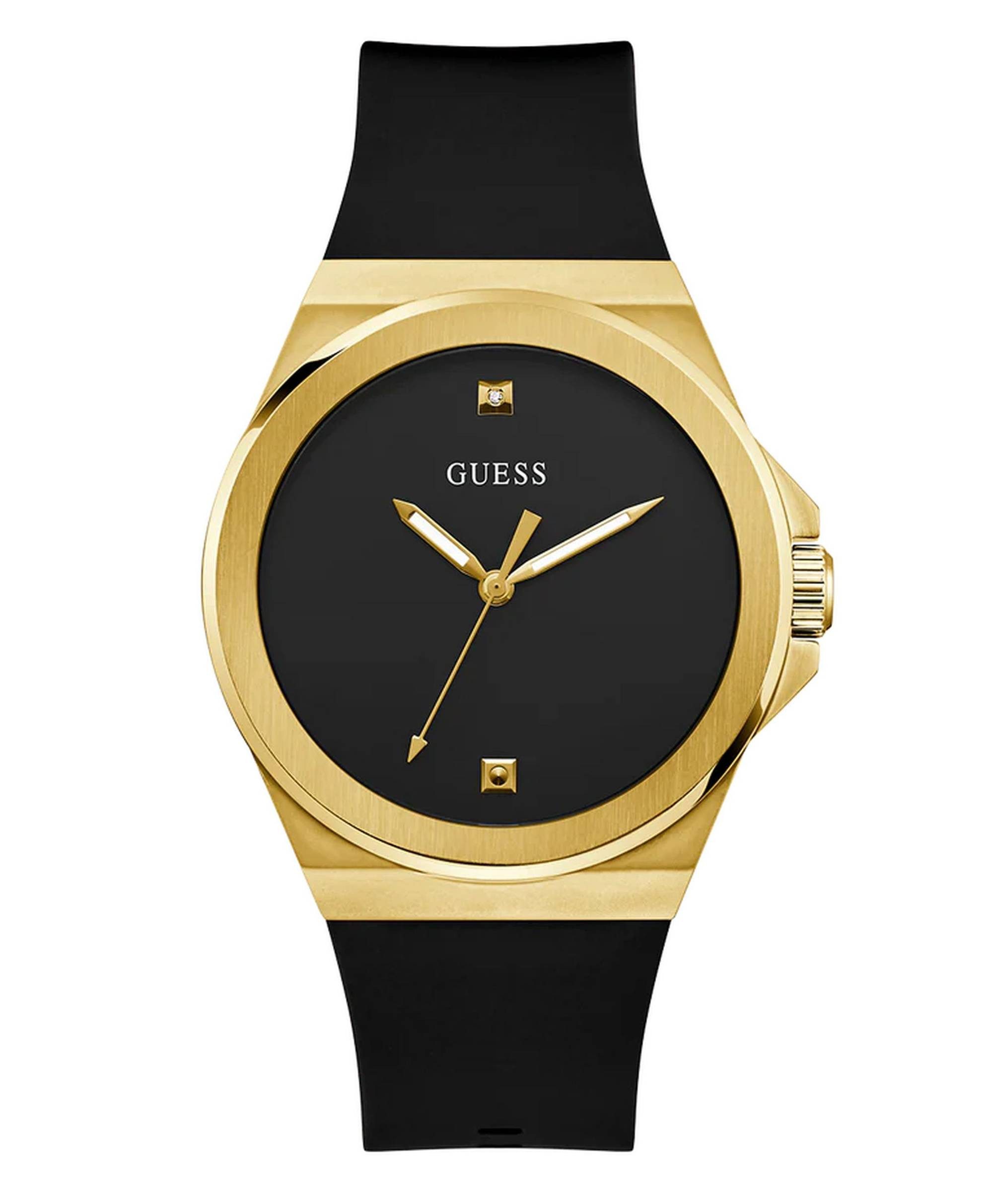 Guess Quarzuhr Mens Black Gold Tone Analog Watch