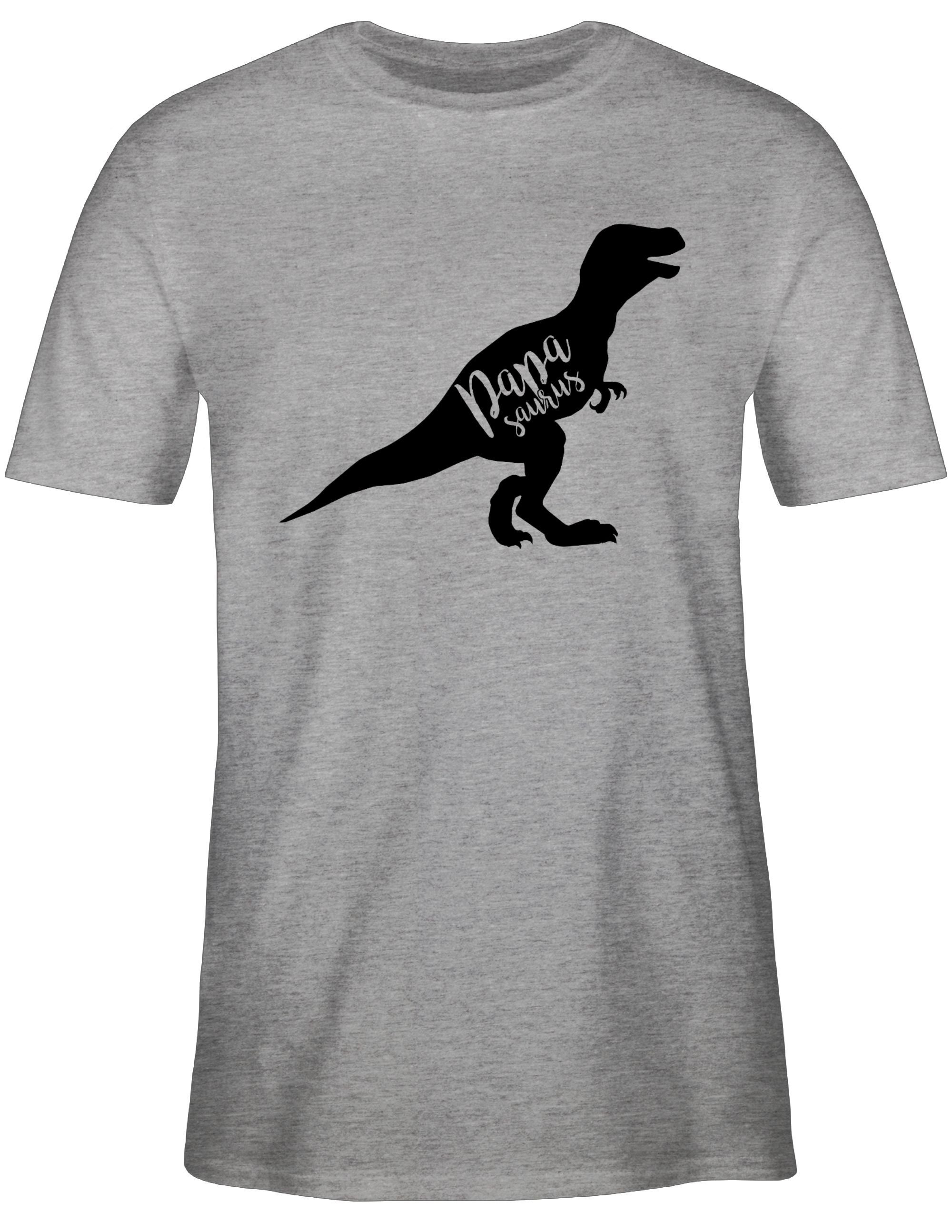 meliert Geschenk T-Shirt 1 Papasaurus für Grau Shirtracer Vatertag Papa
