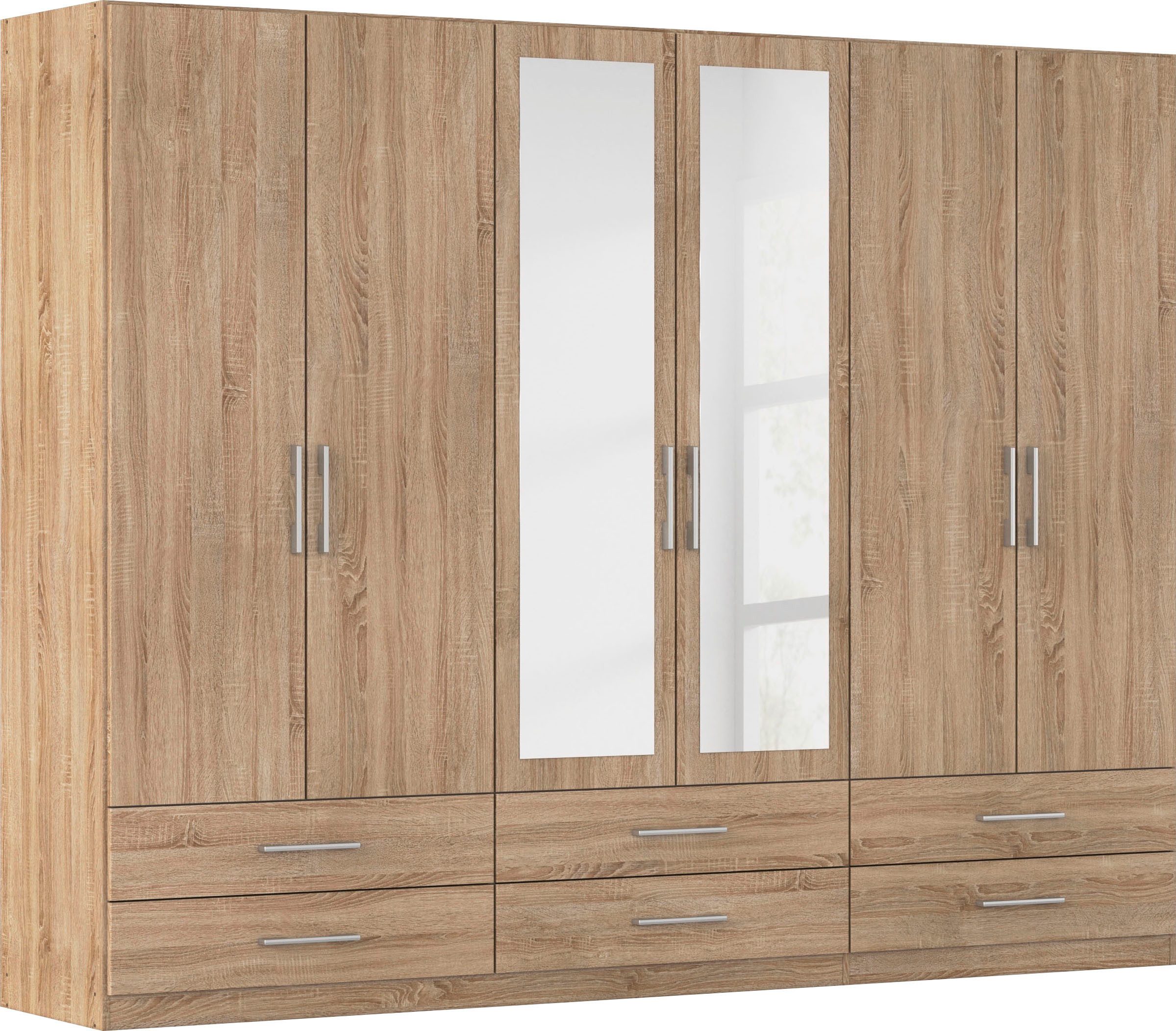 rauch Kleiderschrank Schrank Garderobenschrank Mehrzweckschrank Schlafzimmer HERSBRUCK (3 verschiedene Ausstattungen BASIC/CLASSIC/PREMIUM (inkl. SOFT-CLOSE) mit großzügigen Schubladen sowie Spiegeltüren MADE IN GERMANY